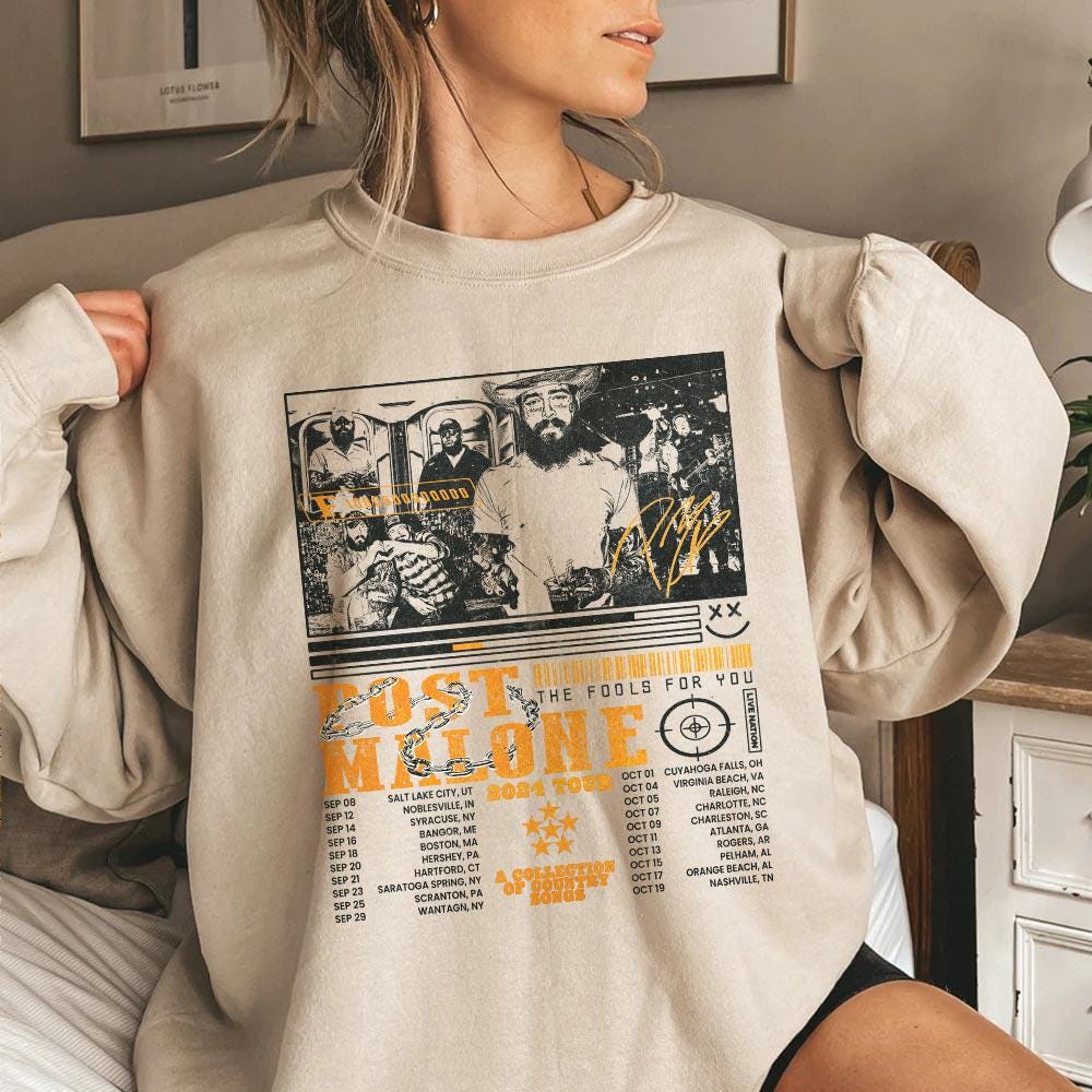 Post Malone Shirt, Post Malone Tour Music Shirt, A Collection Of Country Song List Post Malone Concert 2024 For Fan Unisex Shirt V3 0708M