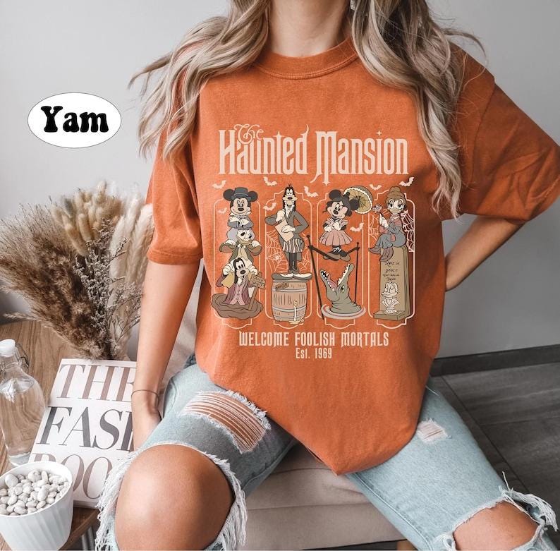 Vintage Mickey and Friends Haunted Mansion Disney Halloween Shirt, Disney Halloween Haunted Mansion Shirt, Disneyland Halloween Tee HW2208 04