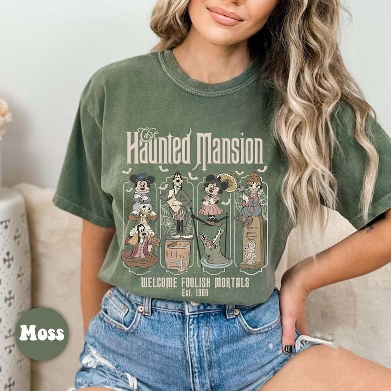 Vintage Mickey and Friends Haunted Mansion Disney Halloween Shirt, Disney Halloween Haunted Mansion Shirt, Disneyland Halloween Tee HW2208 04