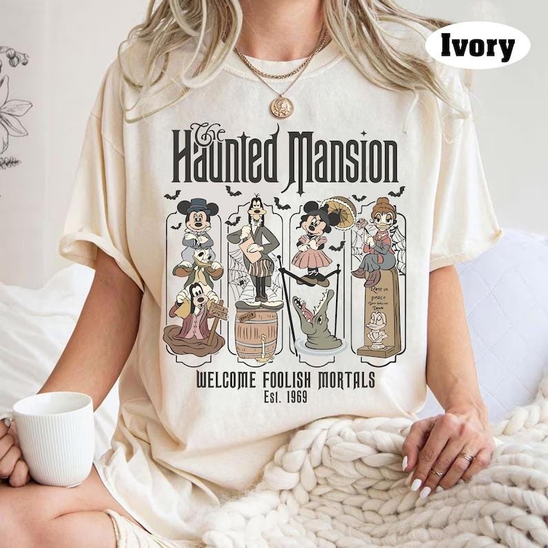 Vintage Mickey and Friends Haunted Mansion Disney Halloween Shirt, Disney Halloween Haunted Mansion Shirt, Disneyland Halloween Tee HW2208 04