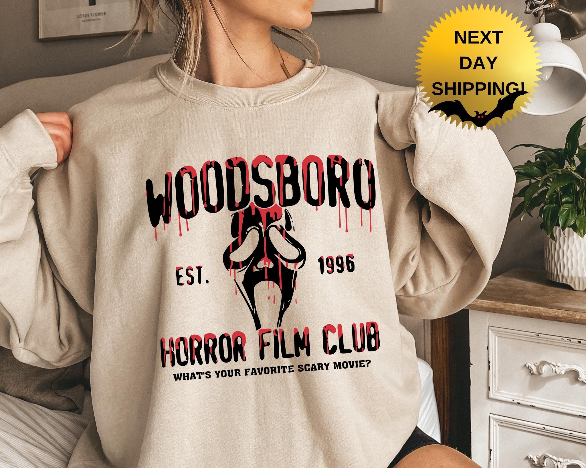 Woodsboro Horror Club Sweatshirt and Hoodie, Horror Film Club Sweatshirt, Spooky Season Gifts, Scream Ghost Sweater, Scary  Fall Sweatshirt HWN2008 05