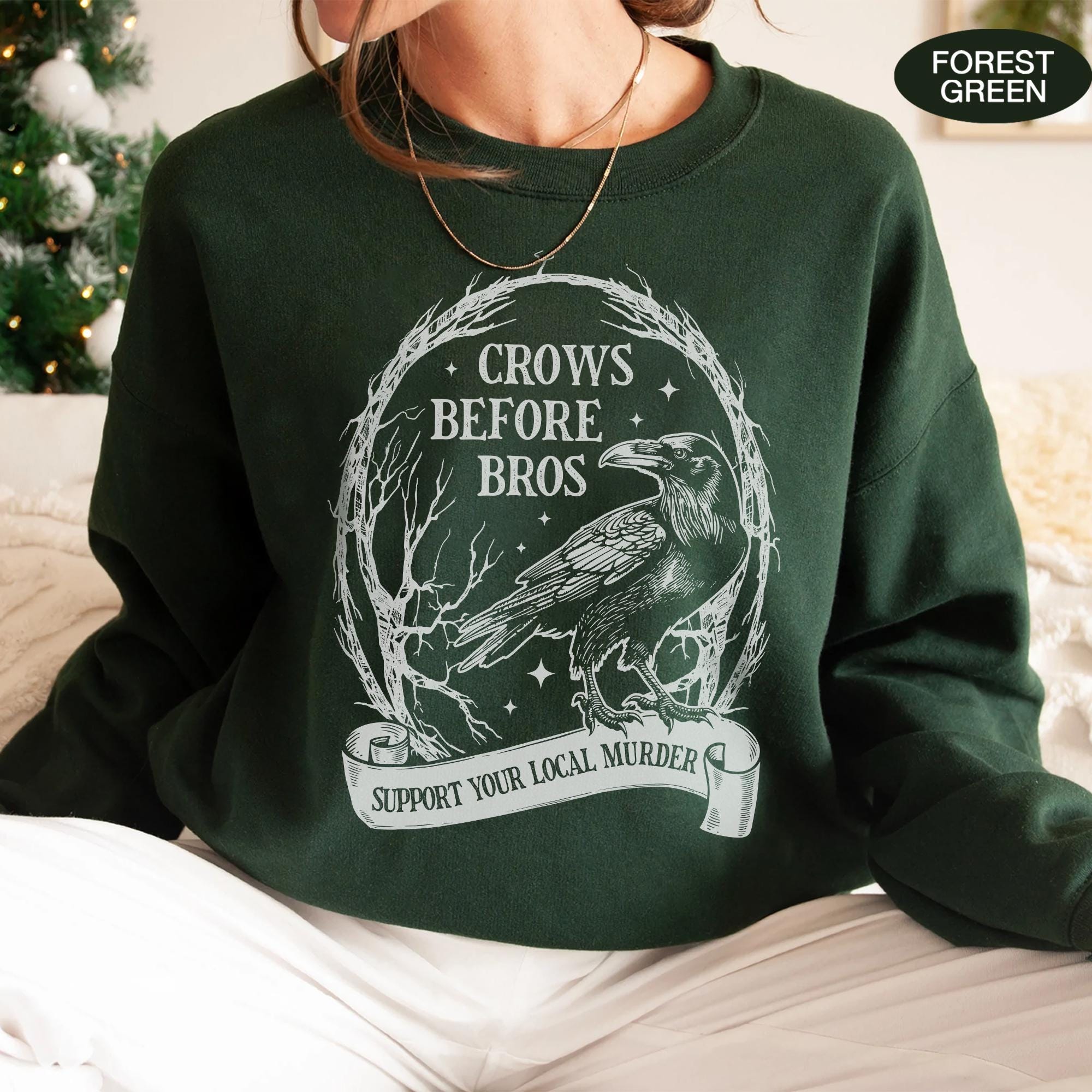 Crows Before Bros Shirt, Funny Halloween Sweatshirt, Vintage Crow Crewneck, Dark Academia Clothing, Women Halloween  Shirt TD2308 21