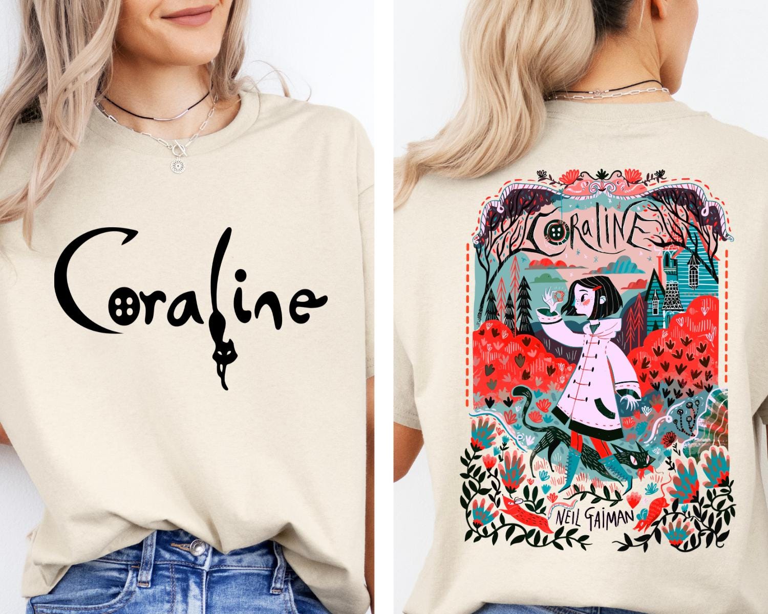 Coraline T-Shirt, Spooky Movie Halloween Shirt, Halloween Coraline Tee, Spooky Coraline Doll Sweatshirt, Coraline Movie Vintage Tee, S191 HW2208 05