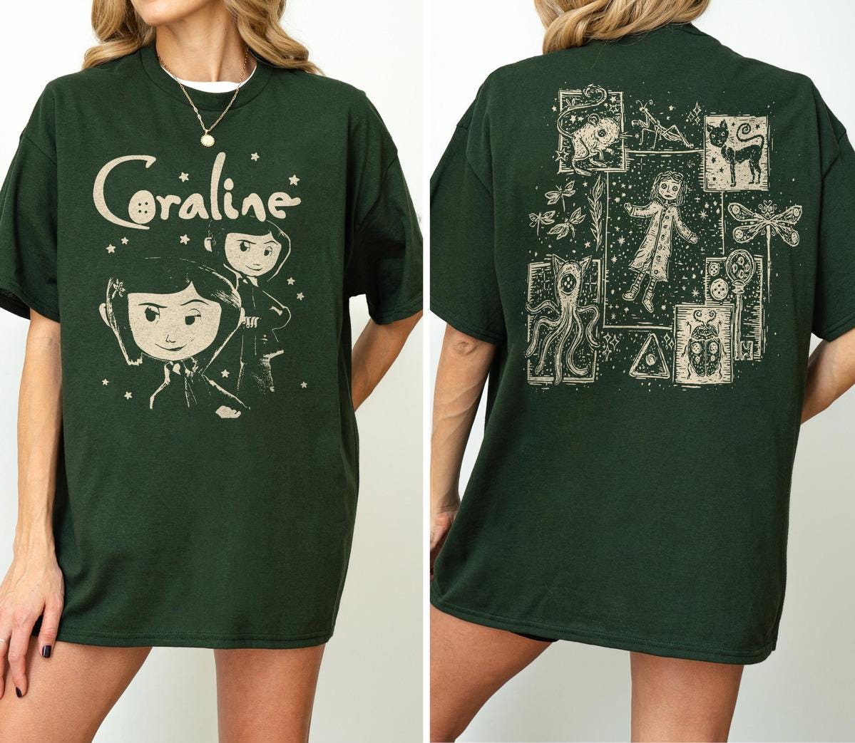 Horror Coraline Movie T-Shirt, Halloween Coraline Shirt, Coraline Movie T-Shirt, Horror Cartoon Shirts, Fantasy Film Shirt,Cartoon Character HWN2008 09