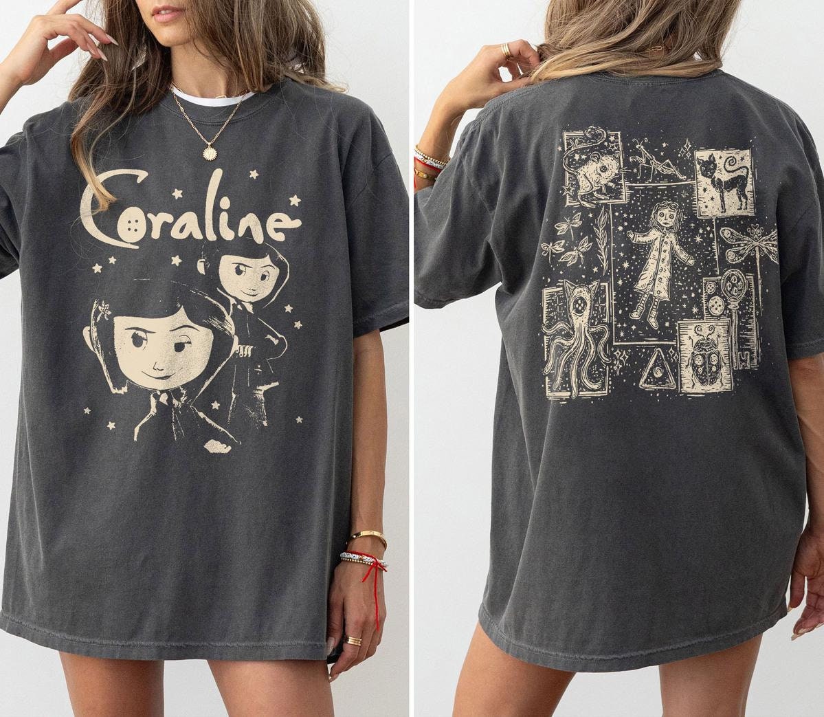 Horror Coraline Movie T-Shirt, Halloween Coraline Shirt, Coraline Movie T-Shirt, Horror Cartoon Shirts, Fantasy Film Shirt,Cartoon Character HWN2008 09