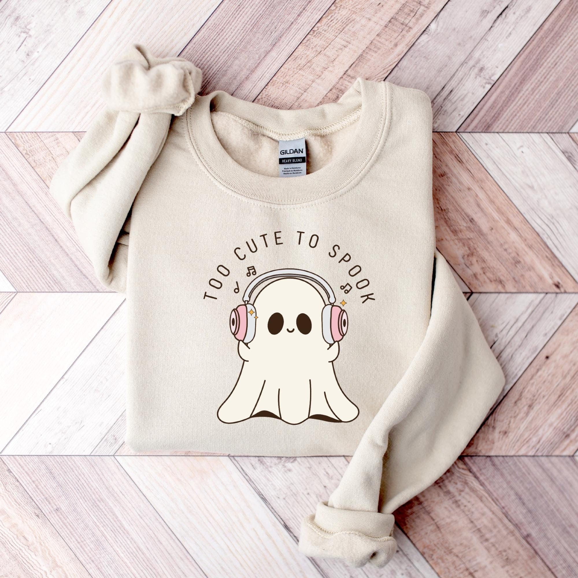 Cute Ghost Shirt, Too Cute to Spook Shirt, Ghost with Headphones, Music Lover Ghost Shirt,Halloween Ghosts Shirt, Vintage Ghost Shirt,Boujee ghost Shirt HW1908 18