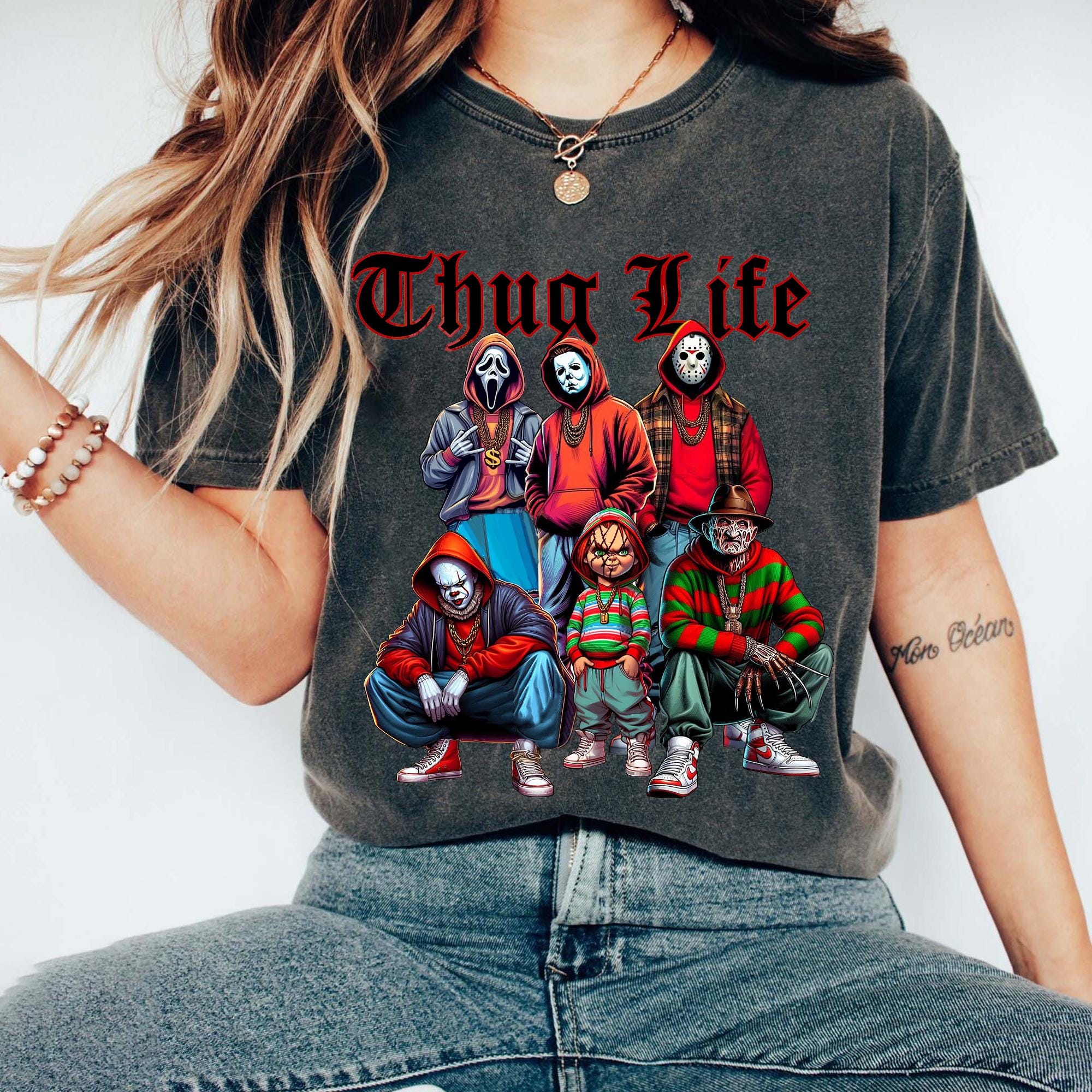 Modern Thug Life Horror Movie Shirt, Movie Killer Shirt, Scary Halloween Sweatshirt, Horror Friend Tee, Retro Halloween Vibes Shirt HW1708 09