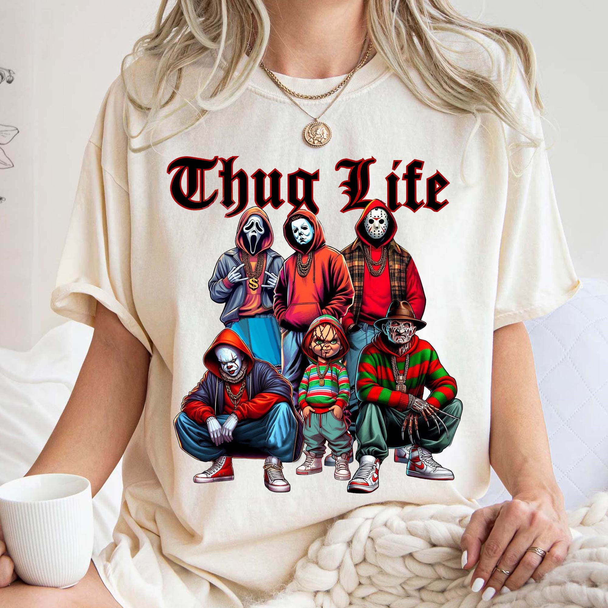 Modern Thug Life Horror Movie Shirt, Movie Killer Shirt, Scary Halloween Sweatshirt, Horror Friend Tee, Retro Halloween Vibes Shirt HW1708 09