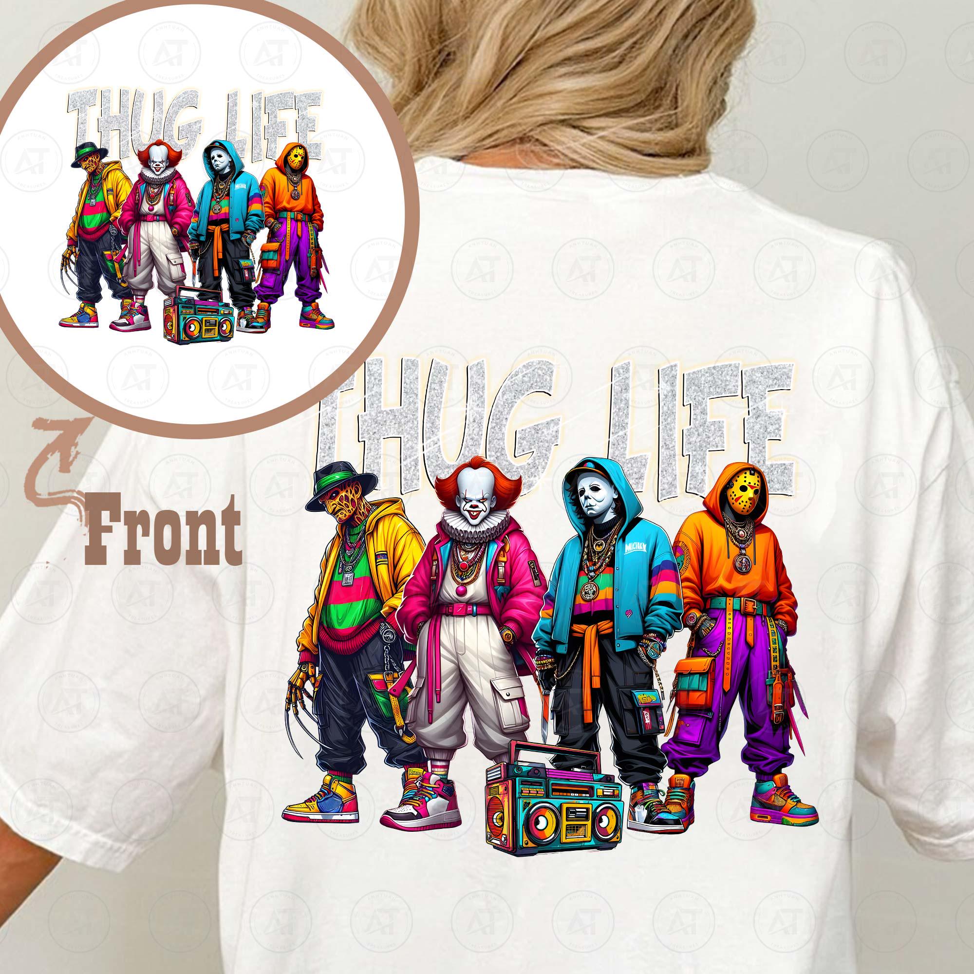 Thug Life Shirt, Horror Characters Shirt, Thug Life Halloween Shirt, Halloween Shirt, Spooky Season Shirt, Horr Face, Horror Killer, Download Files HW1708 03