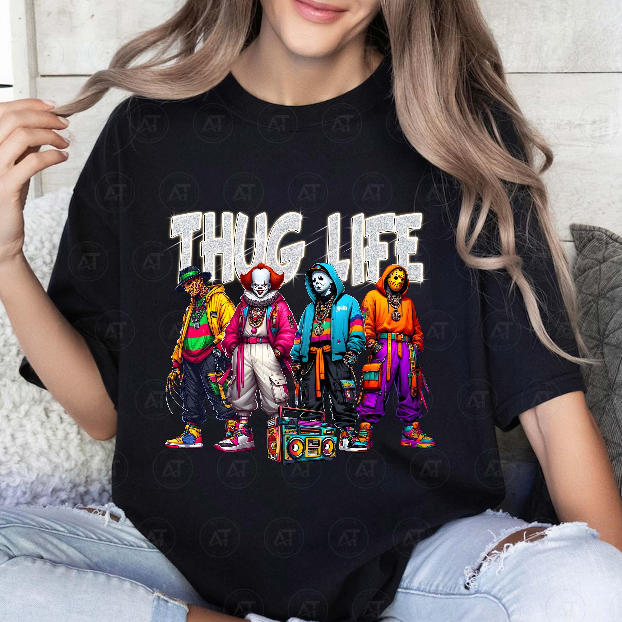 Thug Life Shirt, Horror Characters Shirt, Thug Life Halloween Shirt, Halloween Shirt, Spooky Season Shirt, Horr Face, Horror Killer, Download Files HW1708 03