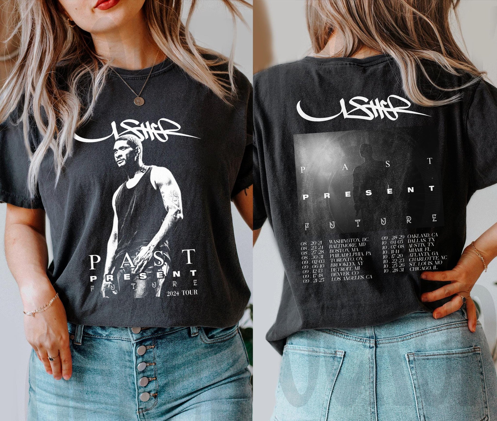 Usher Past Present Future Tour 2024 Shirt, Usher Coming Home Tour Shirt, Usher World Tour Shirt, Music Tour 2024 Shirt,  Shirt. MS2208 04