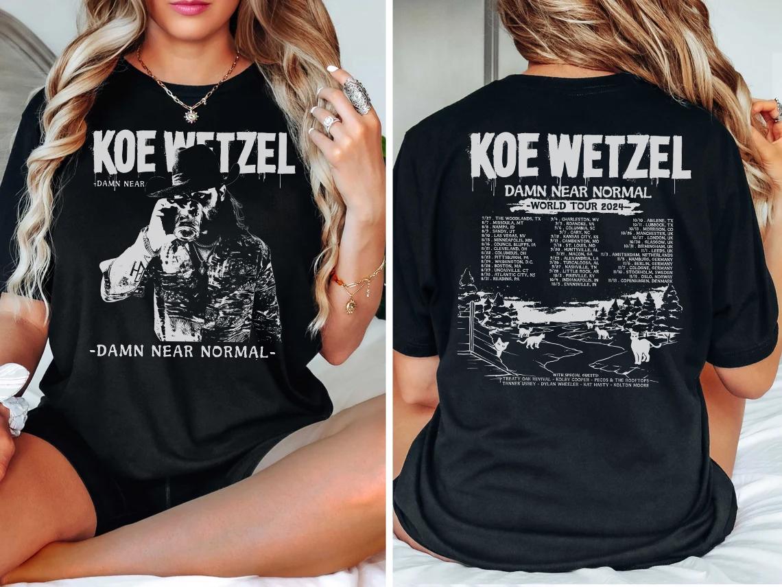 Wetzel Bootleg 2side Shirt, Wetzel Country Music Shirt,  Koe Wetzel Shirt, Damn Near Normal Tour 2024 Shirt, Wetzel Fan Gift TD2908 13