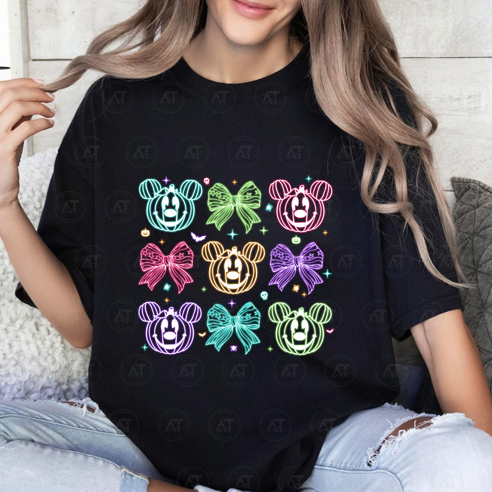 Cartoon Neon Halloween Shirt Sublimation, Halloween Mouse And Friend Shirt, Family Halloween Trip Shirt, Trick Or Treat Shirt, Download Files HW1708 02