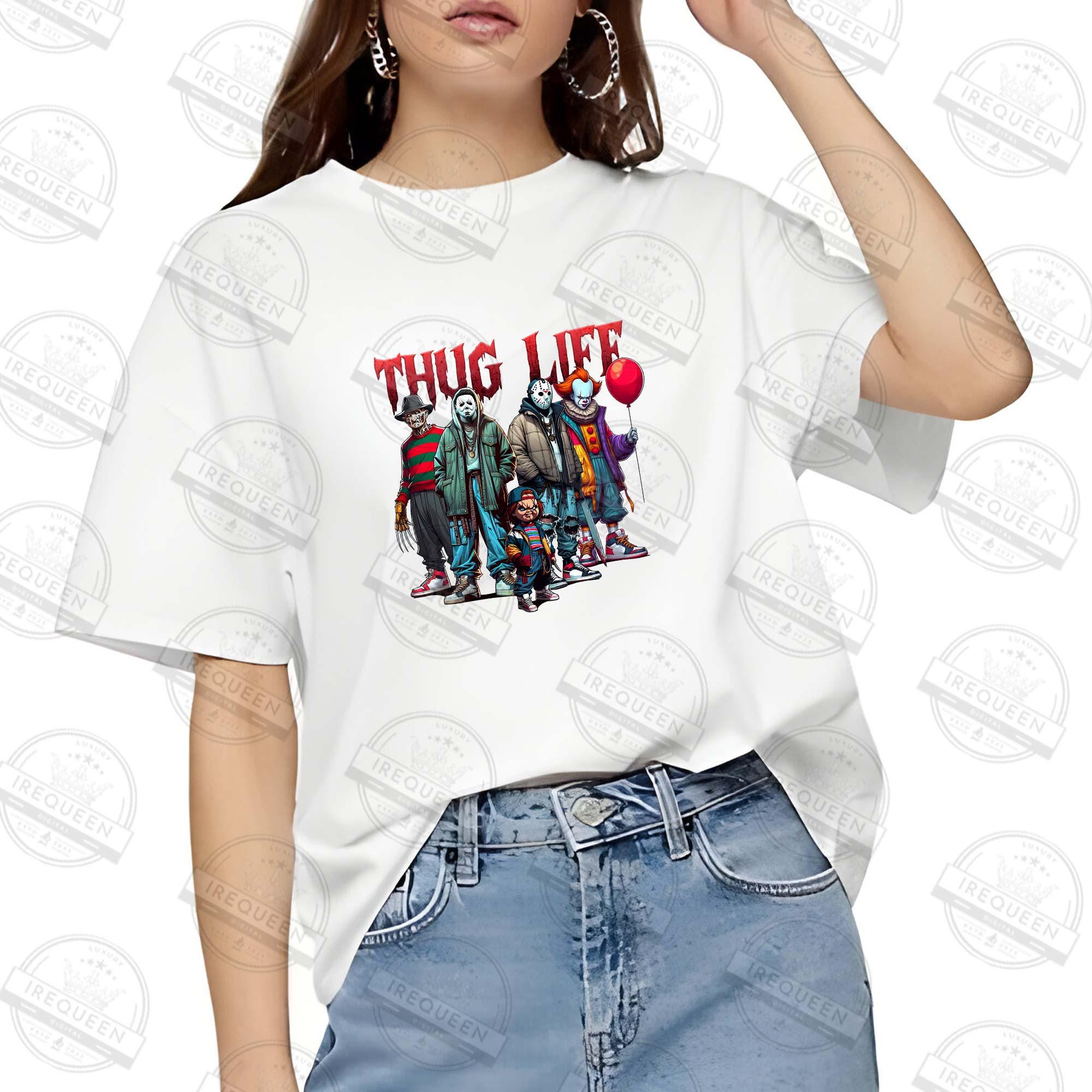 Halloween Horror Thug Life Movie Characters Shirt, Spooky Season Shirt, Fall Shirt, Horror Character Daily Life, Halloween Shirt, Digital File HW1708 17