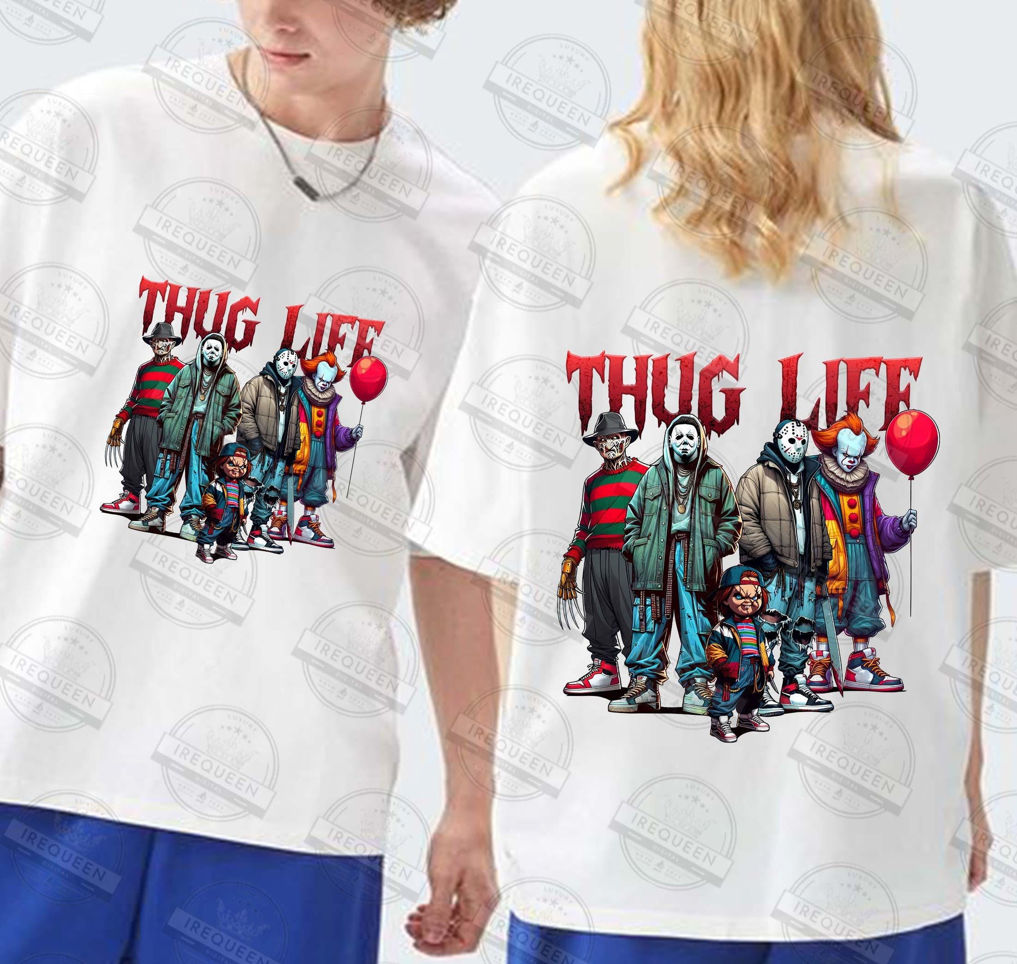 Halloween Horror Thug Life Movie Characters Shirt, Spooky Season Shirt, Fall Shirt, Horror Character Daily Life, Halloween Shirt, Digital File HW1708 17