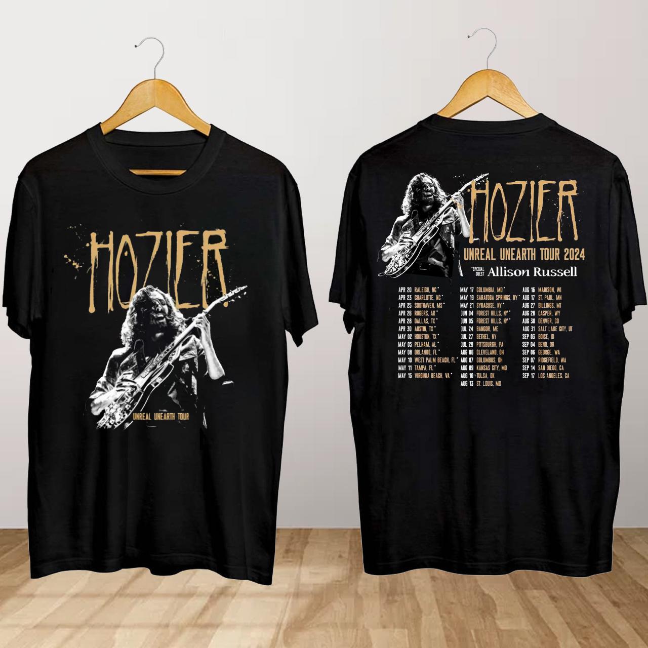 Hozier Unreal Unearth Tour 2024 T-Shirt, Hozier T-Shirt, Hozier Fan Gift Shirt, Unreal Unearth Tour 2024 Shirt, Hozier Tour Merch
