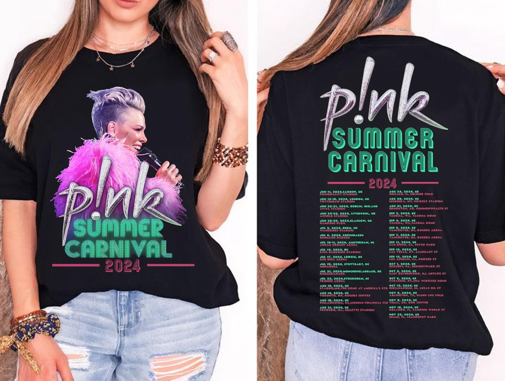 P!nk Summer Carnival 2024 Shirt, Trustfall Album Tee, Pink Singer Tour, Music Festival Shirt, Concert Shirt, Tour Shirt, Pink Music Shirt TD3008 17