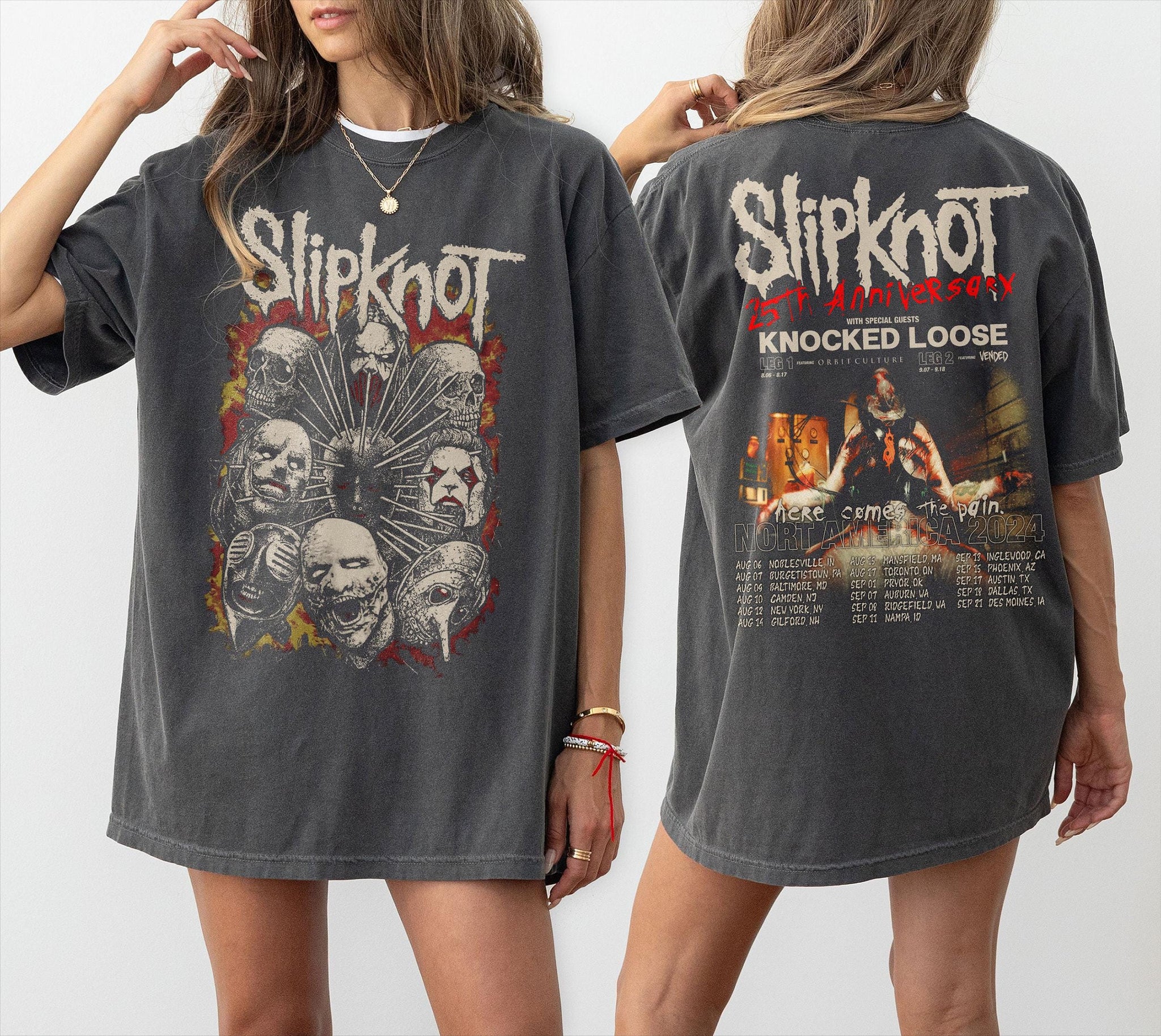 Vintage Slipknot Tour 2024 Shirt, Slipknot Here Comes The Pain 25th Anniversary 2024 Tour, Slipknot Band Fan Gift, Slipknot Rock Band Tour. MS2208 05