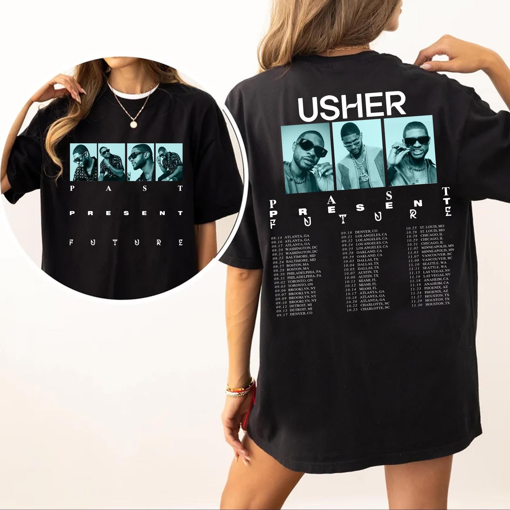 Usher World Tour 2024 Shirt, Usher Past Present Future World Tour Shirt, Usher t-shirt, Usher Fan Merch Usher Concert Usher Gift TD0409 07