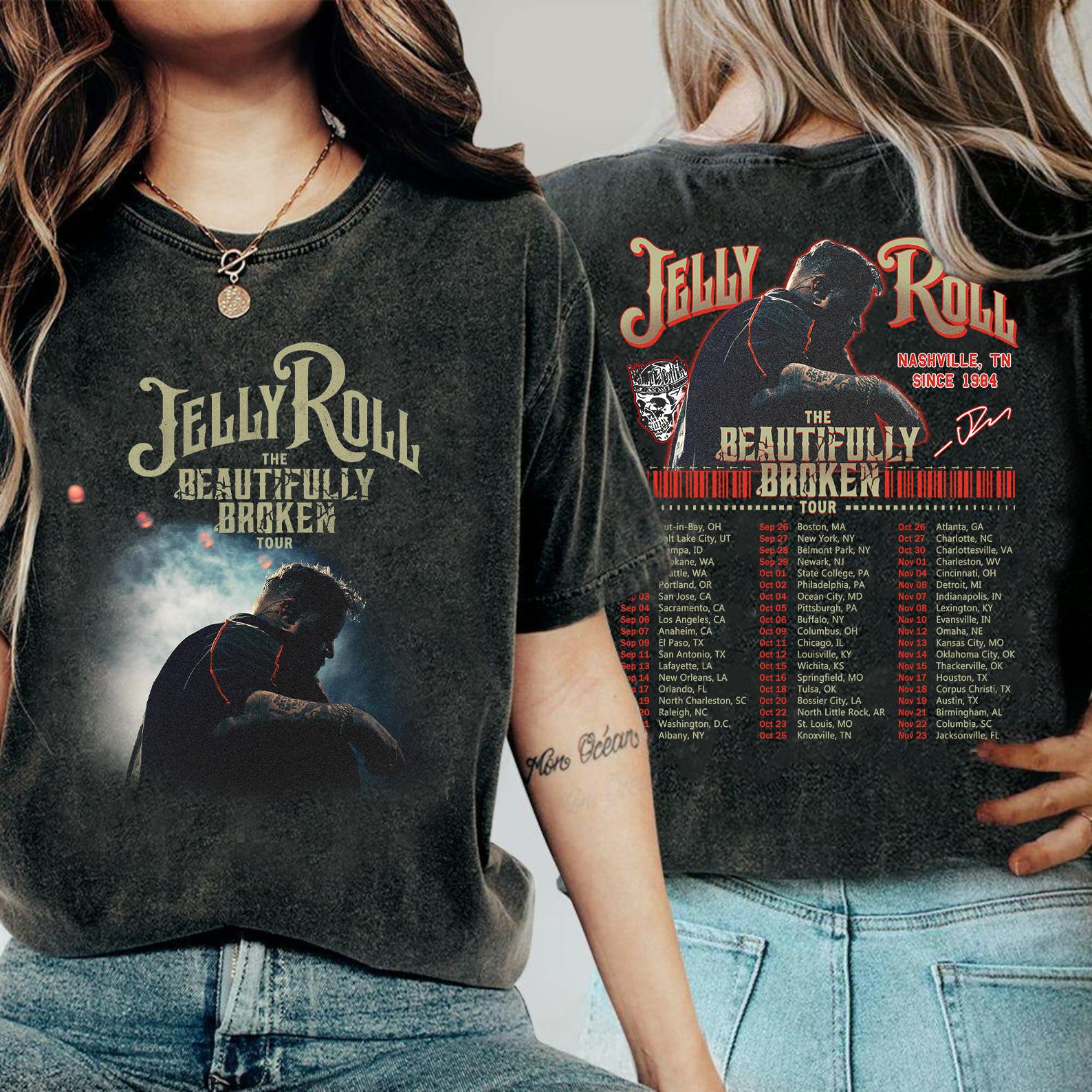 Jelly Roll 2 Sides Music Concert Roll Shirt, The Beautiful Broken Tour 2024 Country Music Concert Gift Unisex Shirt, Jelly Roll Tour 2024 TD2908 11