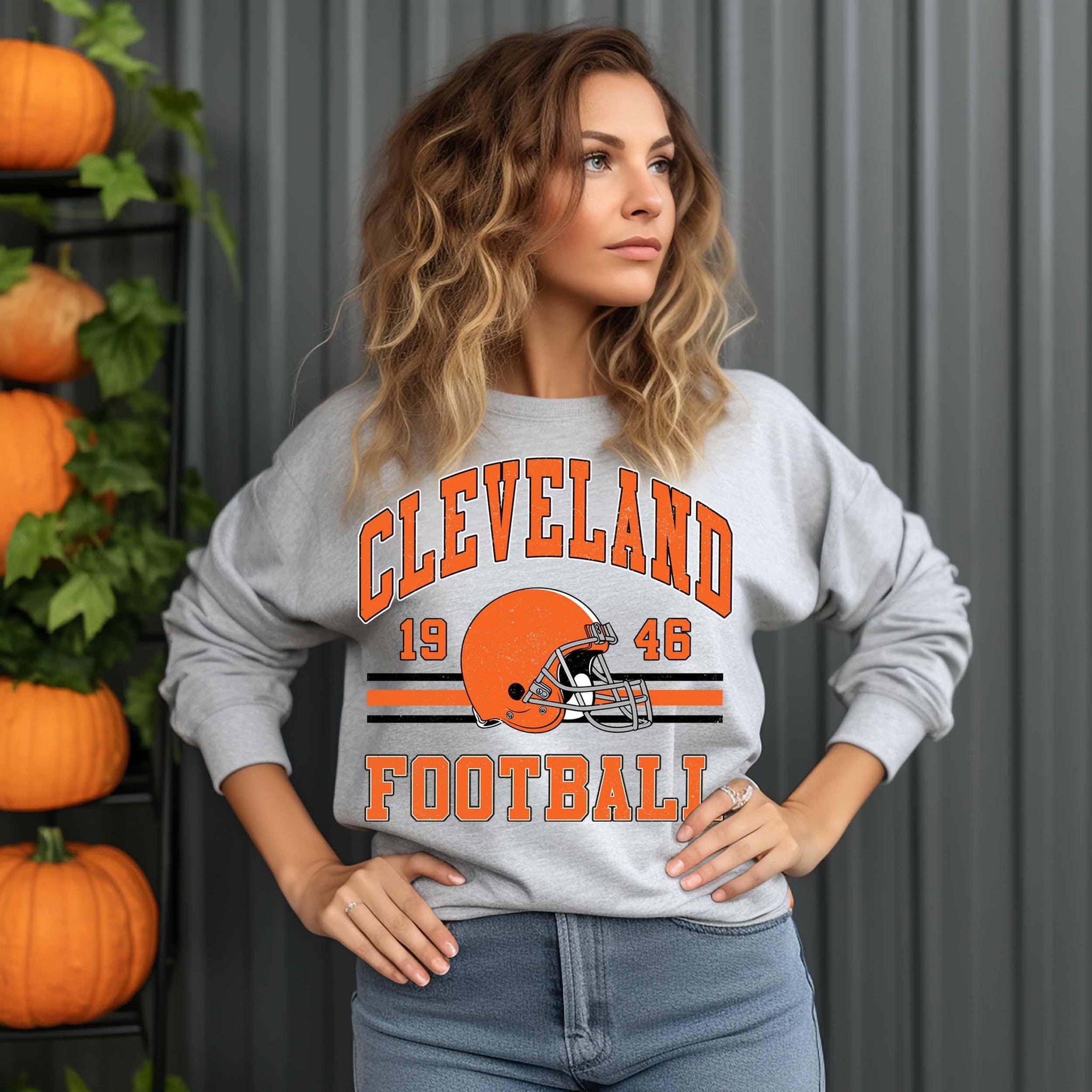 Vintage Cleveland Football Sweatshirt, Vintage Football Sweatshirt, Football Vintage Sweatshirt, Cleveland Game Day Shirt