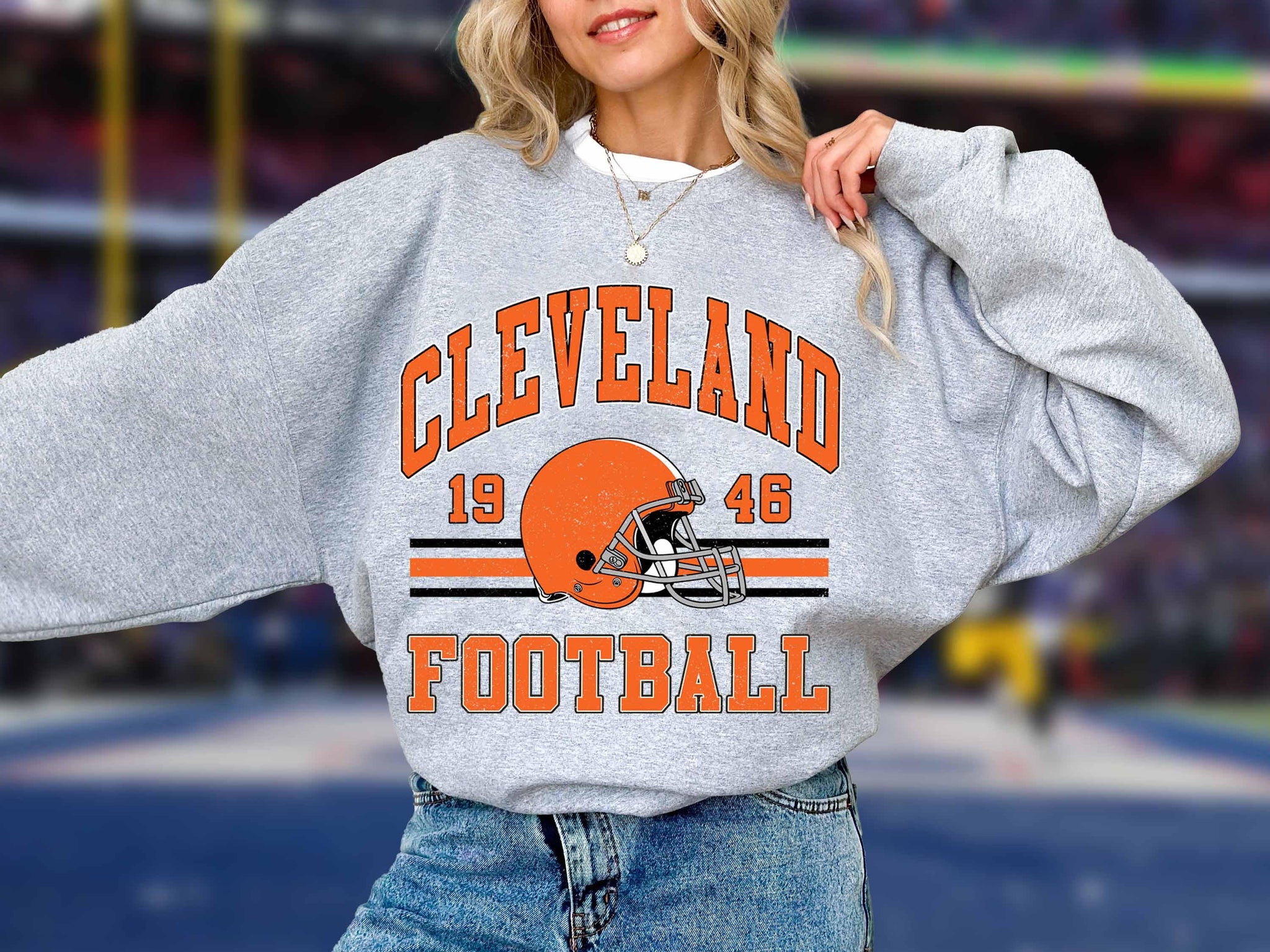 Vintage Cleveland Football Sweatshirt, Vintage Football Sweatshirt, Football Vintage Sweatshirt, Cleveland Game Day Shirt