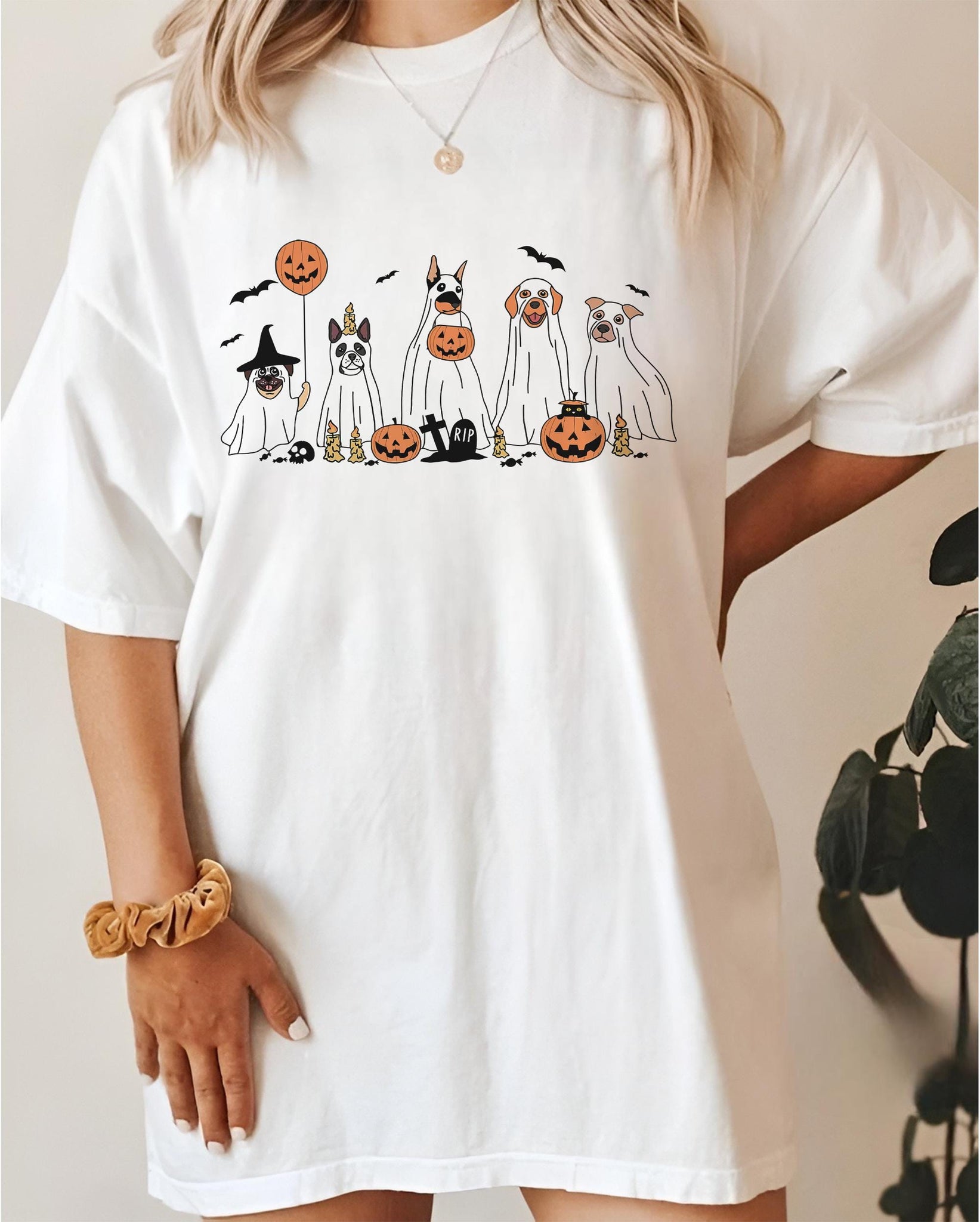 Retro Ghost Dog Shirt, Spooky Season Shirt, Halloween Ghost Dog Shirt, Halloween Pumpkin Dog Shirt, Dog Halloween Shirt, Cute Boo Dog Halloween Shirt HW1908 15