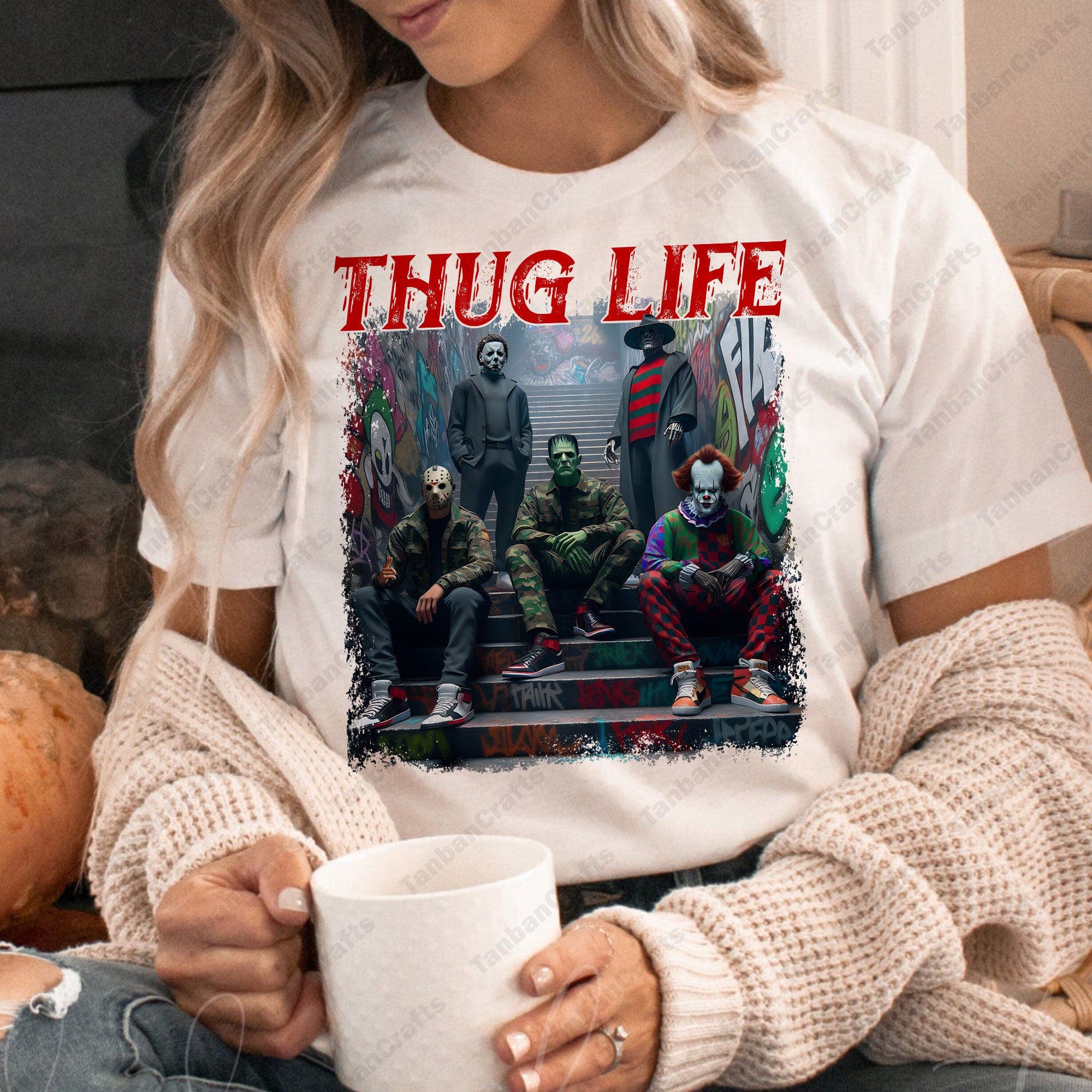 Thug Life Horror Movie Shirt, Friends Horror Characters Shirt, Horror Shirt, Horror Movie Killers Shirt, Scary Shirt, Halloween Shirt, Friend Horror Shirt HW1708 16