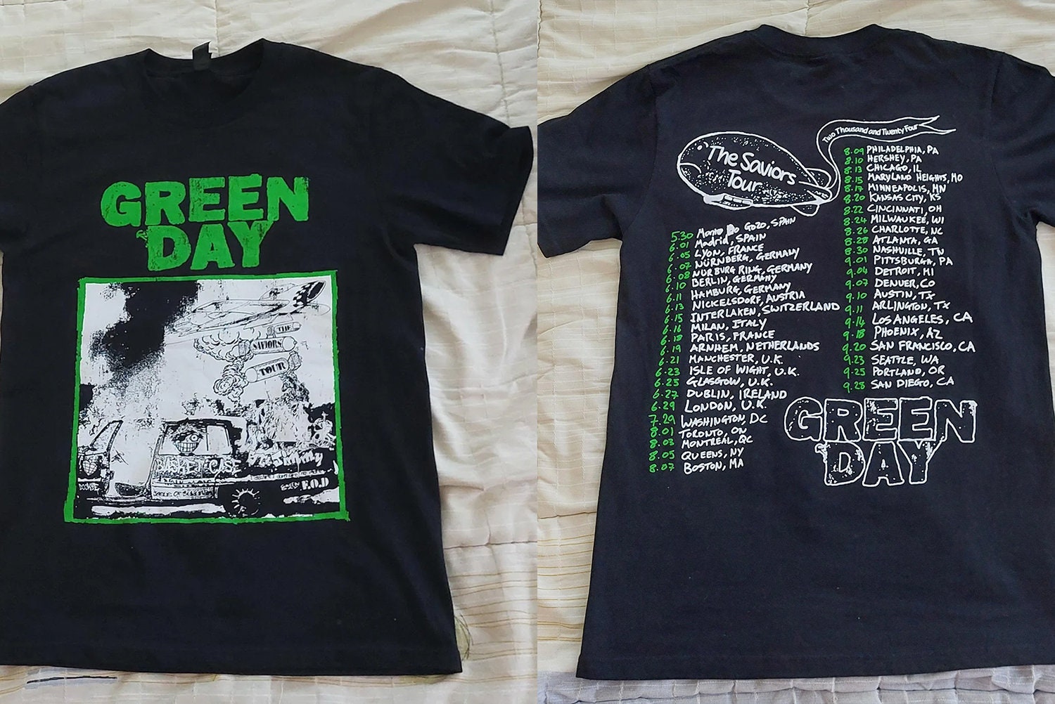 Green Day The Saviors 2024 Tour T-Shirt, Green Day Band Graphic Tee, Green Day Concert Shirt, Green Day Fan Shirt, Rock Band Green Day Shirt TD0409 08