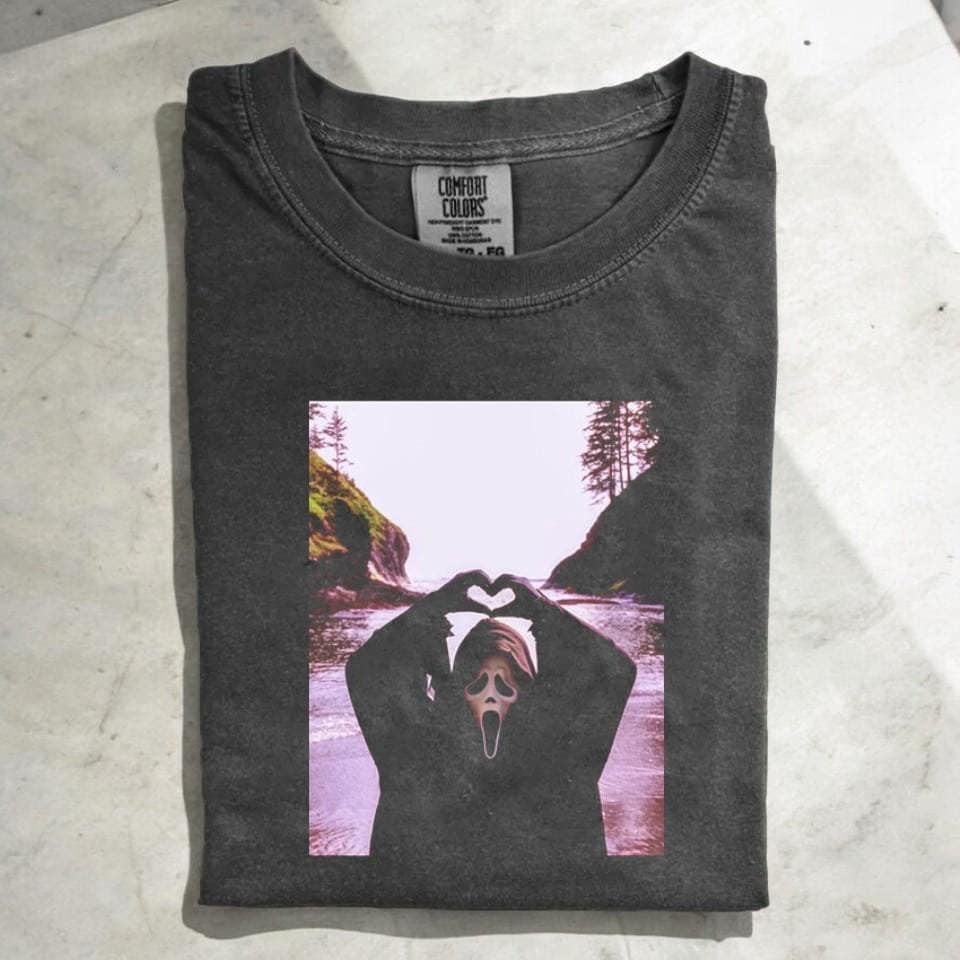 Ghostface Scream Halloween Heart Hands Shirt Or Sweatshirt, Scream Movie Shirt, Comfort Color, Scream Merch, Halloween Gifts,Halloween Merch TD3008 12