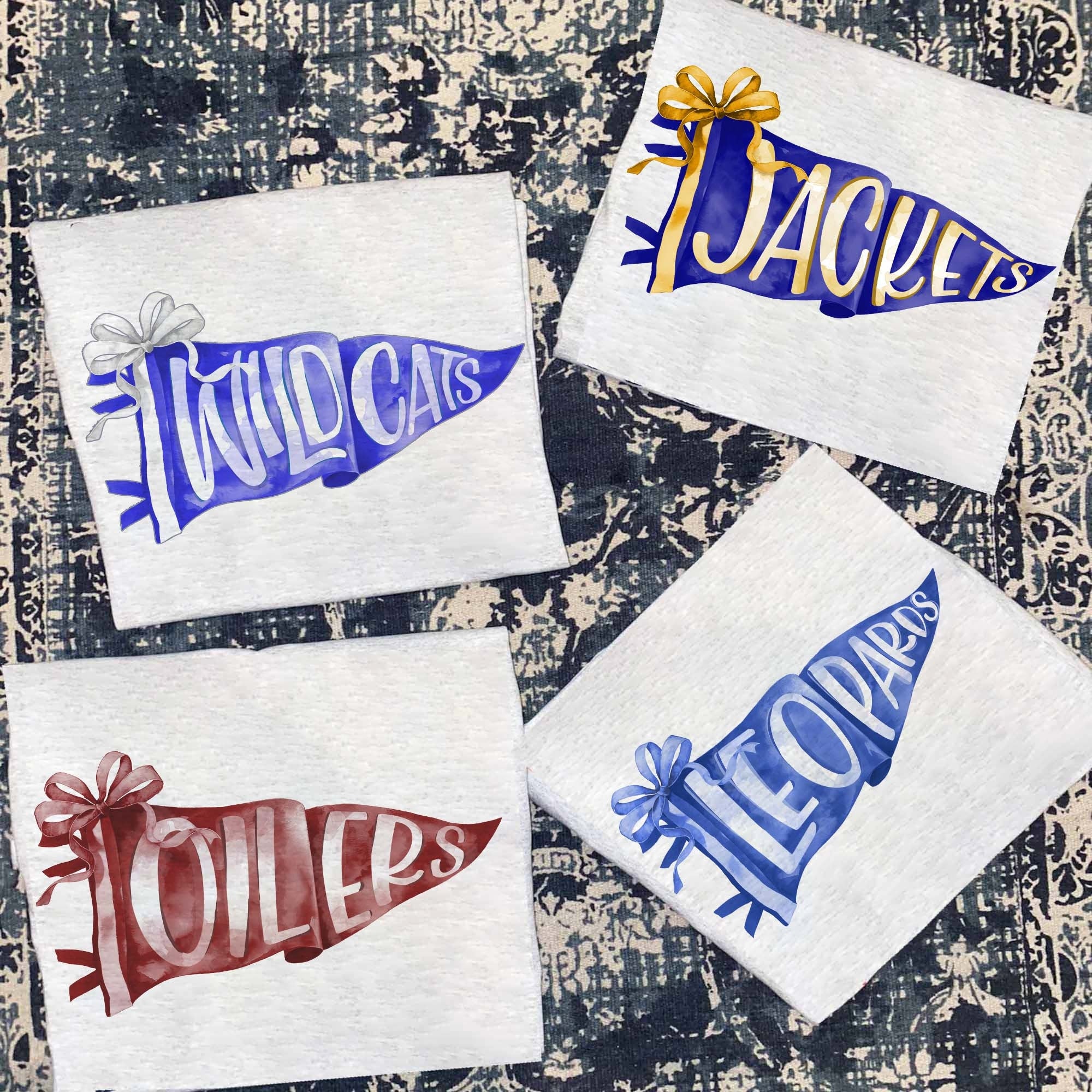 Custom Watercolor Pennants Flag Mascot Shirt, Girly Mascot shirt, School Spirit Shirt, Matching Team Tee, Personalized School Team SC1908 02
