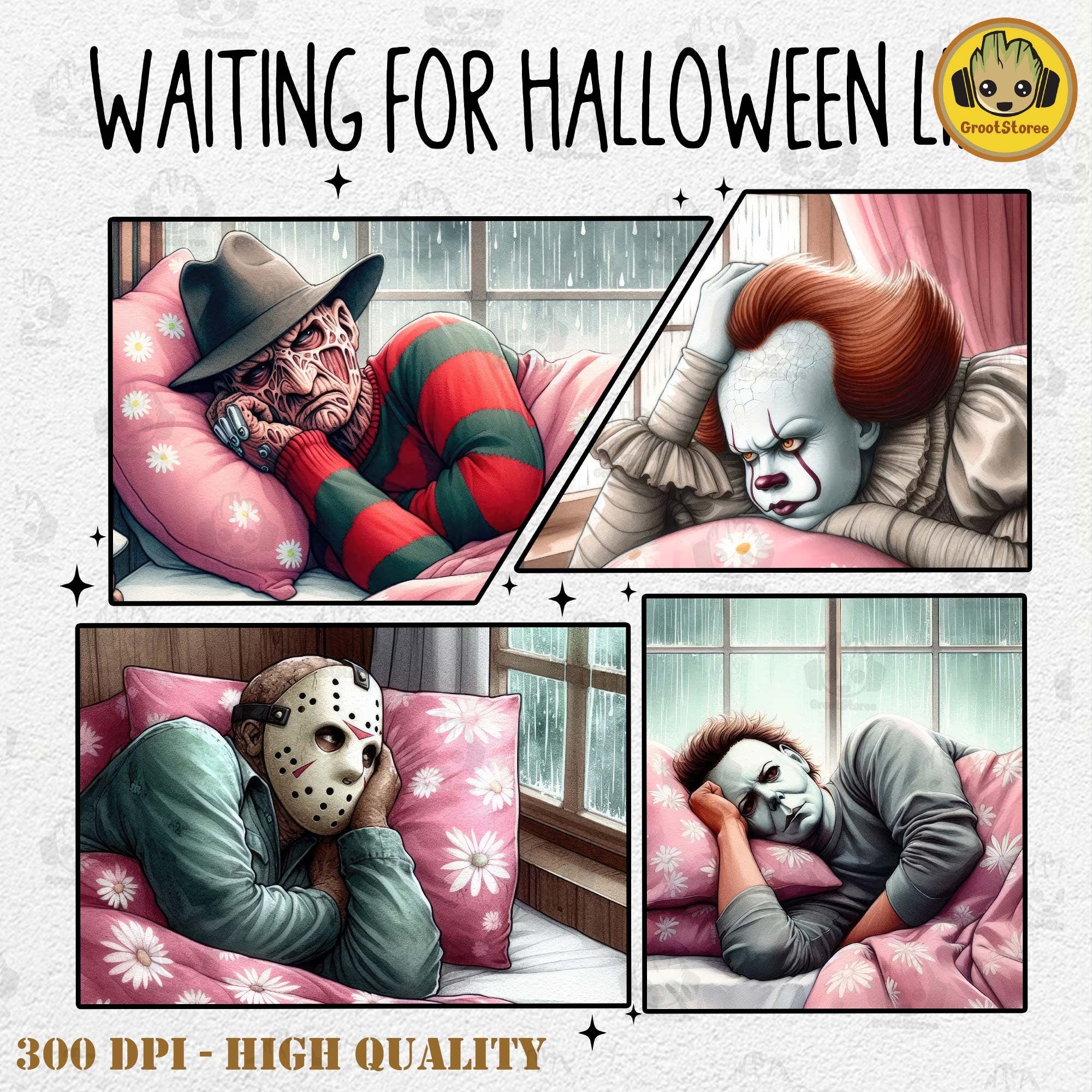 Waiting For Halloween Like Shirt, Halloween Shirt, Horror Movie Characters Shirt, Horror Character Daily Life Shirt, Halloween Shirt, Digital Download HW1708 07