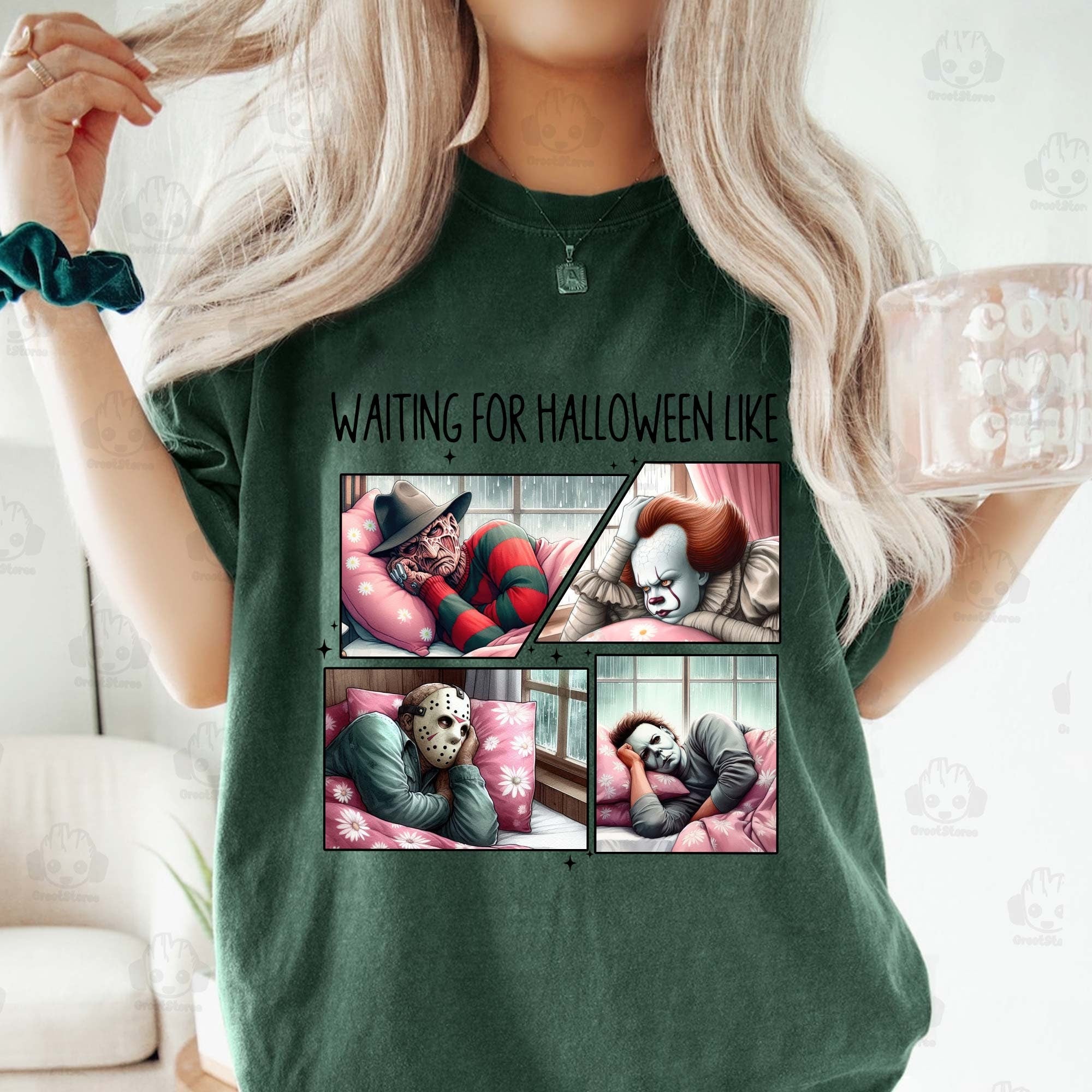 Waiting For Halloween Like Shirt, Halloween Shirt, Horror Movie Characters Shirt, Horror Character Daily Life Shirt, Halloween Shirt, Digital Download HW1708 07