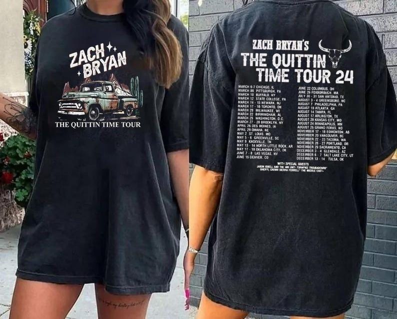 Zach Bryan Music 2side Hoodie, 2 Side Zach Bryan The Quittin Time Tour 2024 Merch Tee Graphic Sweatshirt, Zach Bryan Concert 2024 TD0509 15