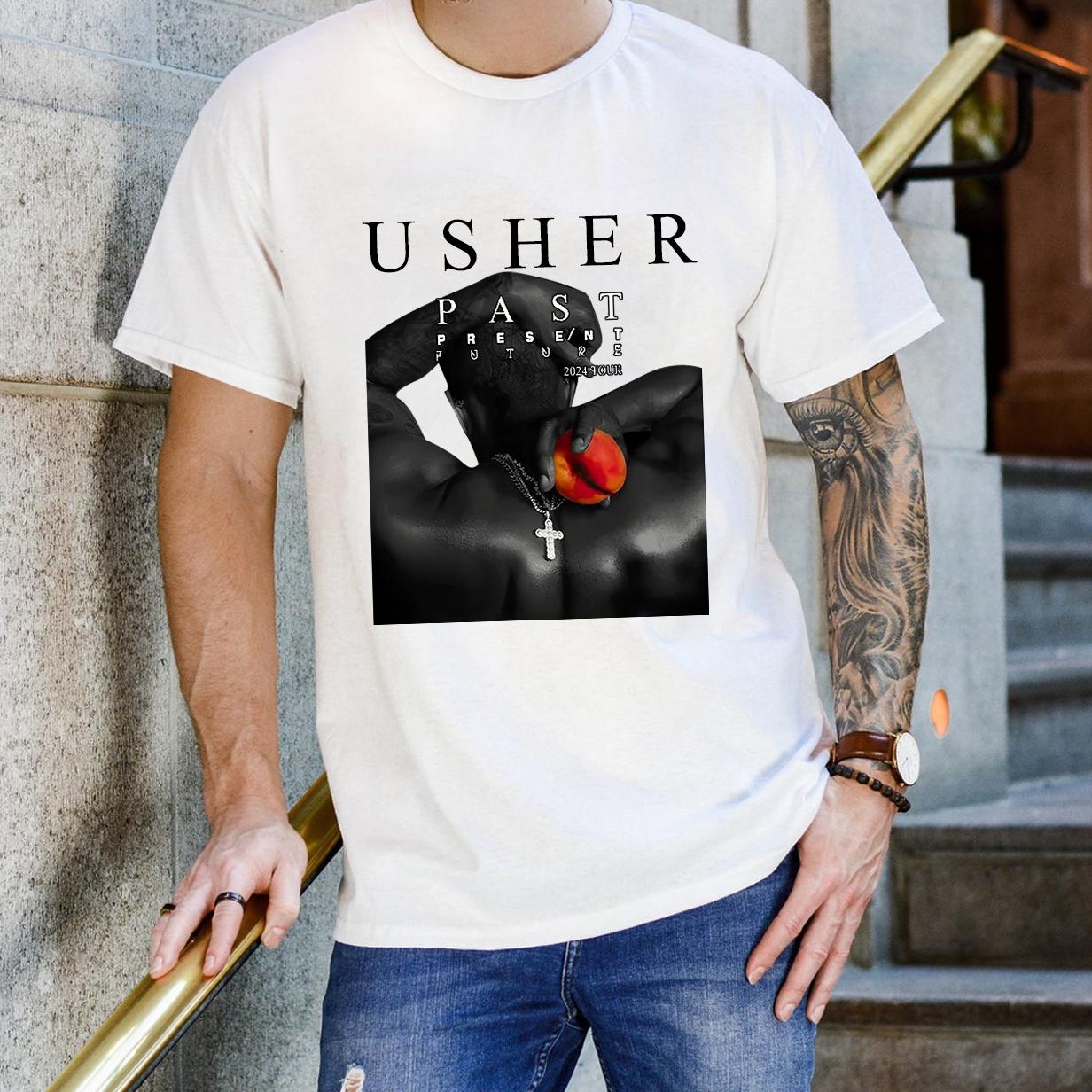 Usher Past Present Future 2024 Tour T-Shirt Merch for Women Men Unisex O-Neck Short Sleeve Tshirt For Fan MS1908 09