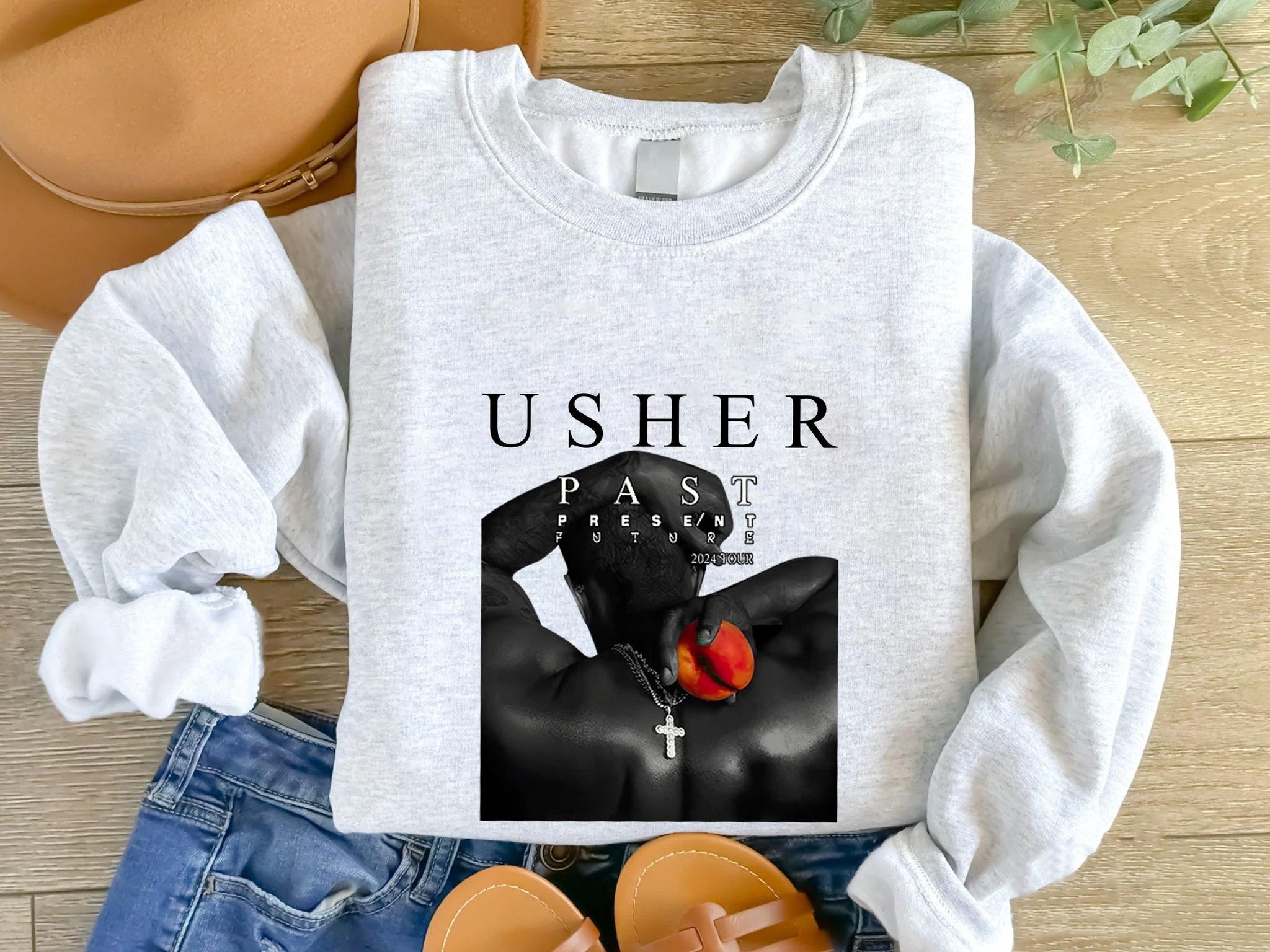 Usher Past Present Future 2024 Tour T-Shirt Merch for Women Men Unisex O-Neck Short Sleeve Tshirt For Fan MS1908 09