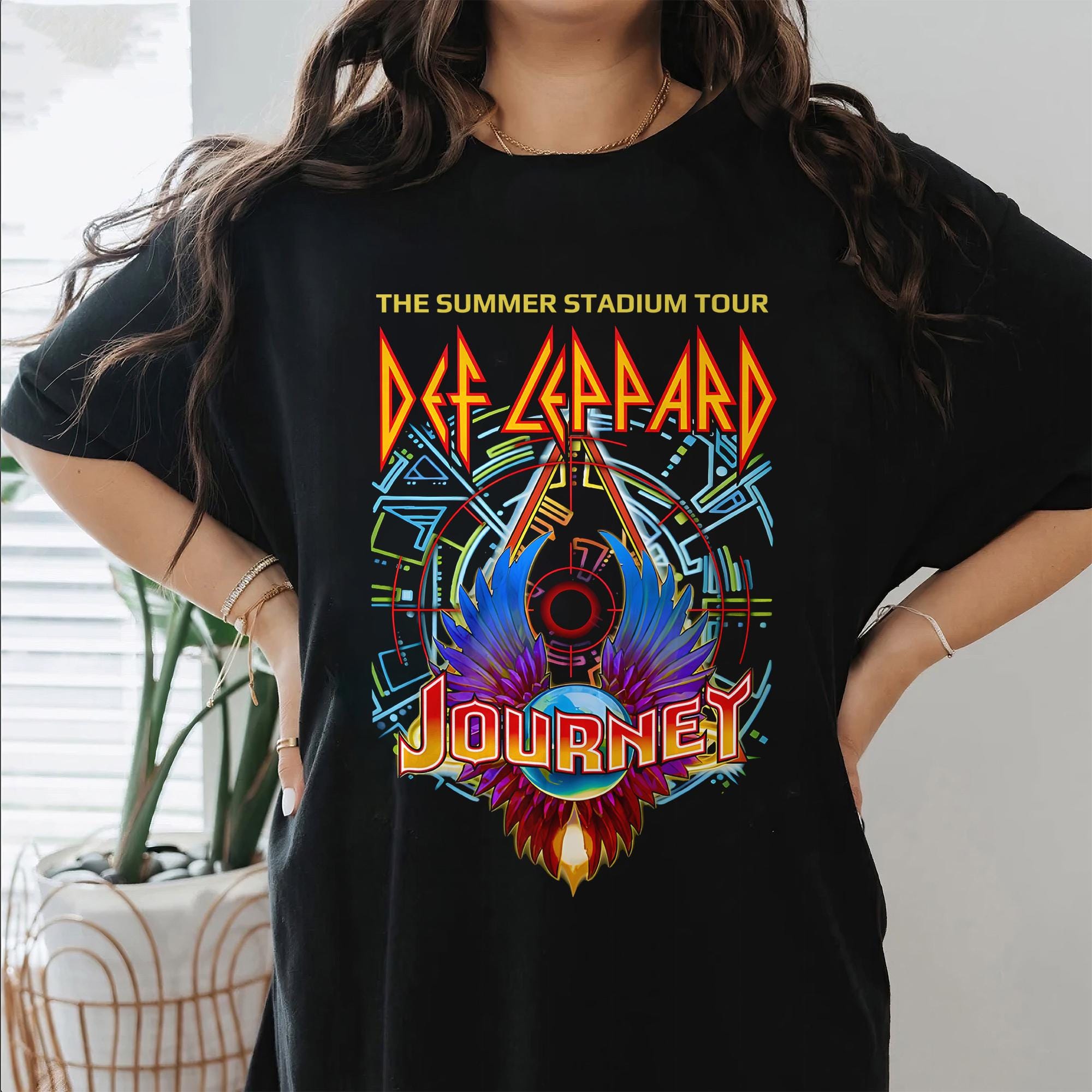 Journey Summer Stadium Tour 2024 Shirt, Journey Tour T-Shirt, Def-Leppard Merch, Rock Music Fan Gifts, Concert 2024 Tee MS1708 02