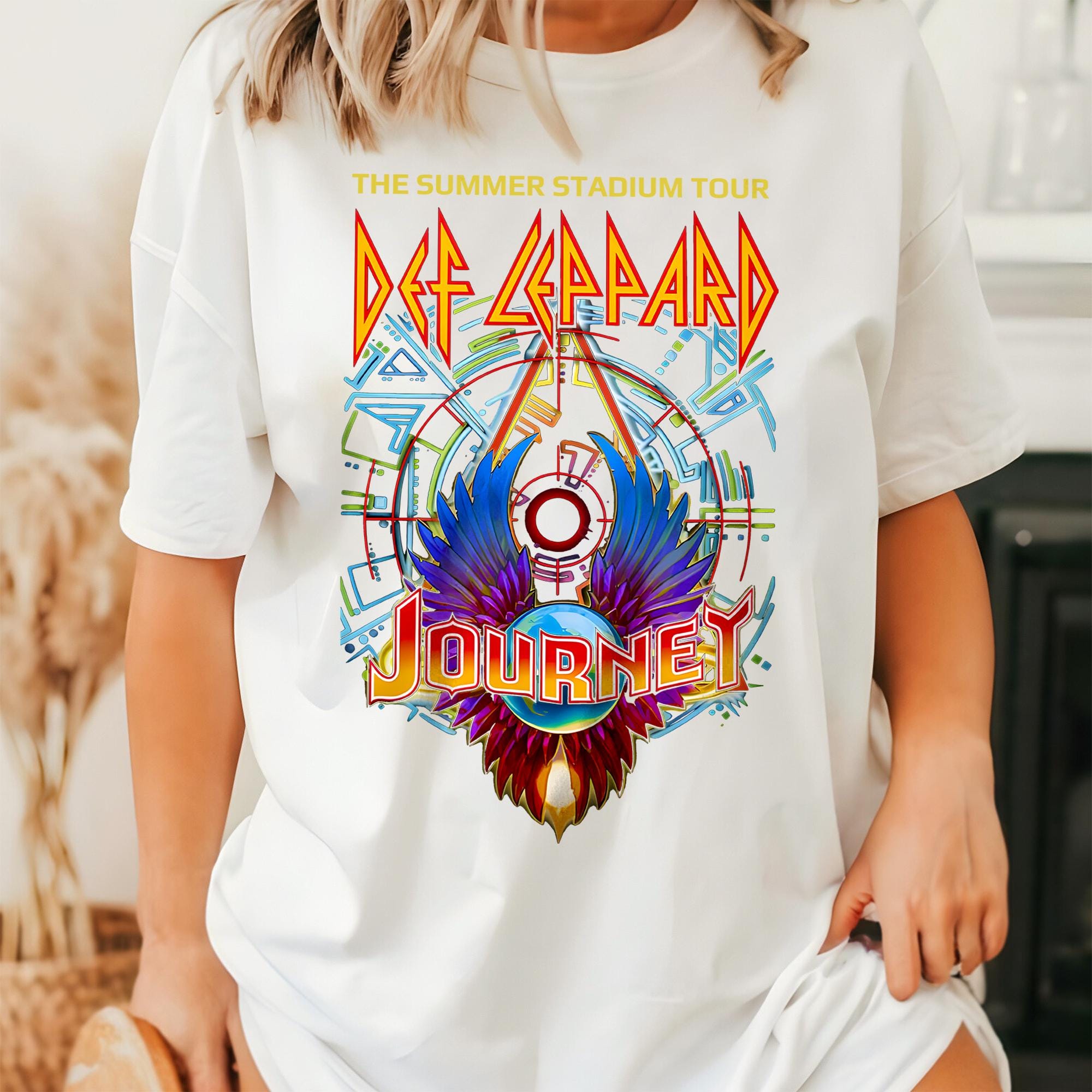 Journey Summer Stadium Tour 2024 Shirt, Journey Tour T-Shirt, Def-Leppard Merch, Rock Music Fan Gifts, Concert 2024 Tee MS1708 02