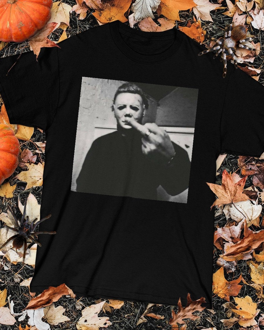 MICHEAL MYERS T-SHIRT, Michael Myers Halloween Middle Finger Horror Movie T-Shirt, Horror Movie Killers T-shirt, Horror Movie Tee HW2108 02