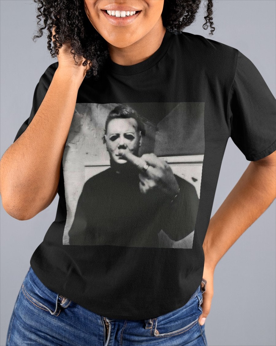 MICHEAL MYERS T-SHIRT, Michael Myers Halloween Middle Finger Horror Movie T-Shirt, Horror Movie Killers T-shirt, Horror Movie Tee HW2108 02