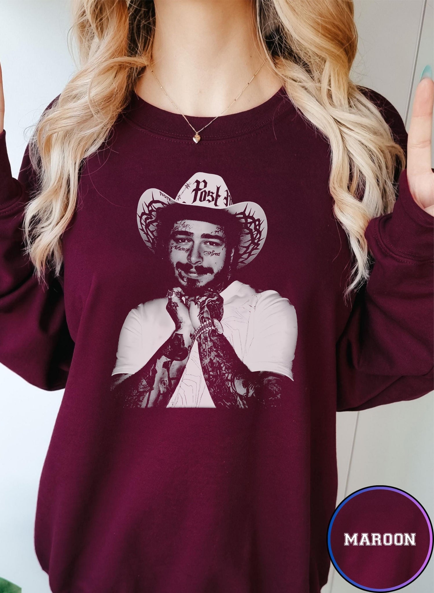 Vintage Post Malone Shirt, Posty Rapper Shirt, Country Music Sweatshirt, Morgan Wallen Hoodie, Festival Sweater, Western Style Concert Top TD0409 03