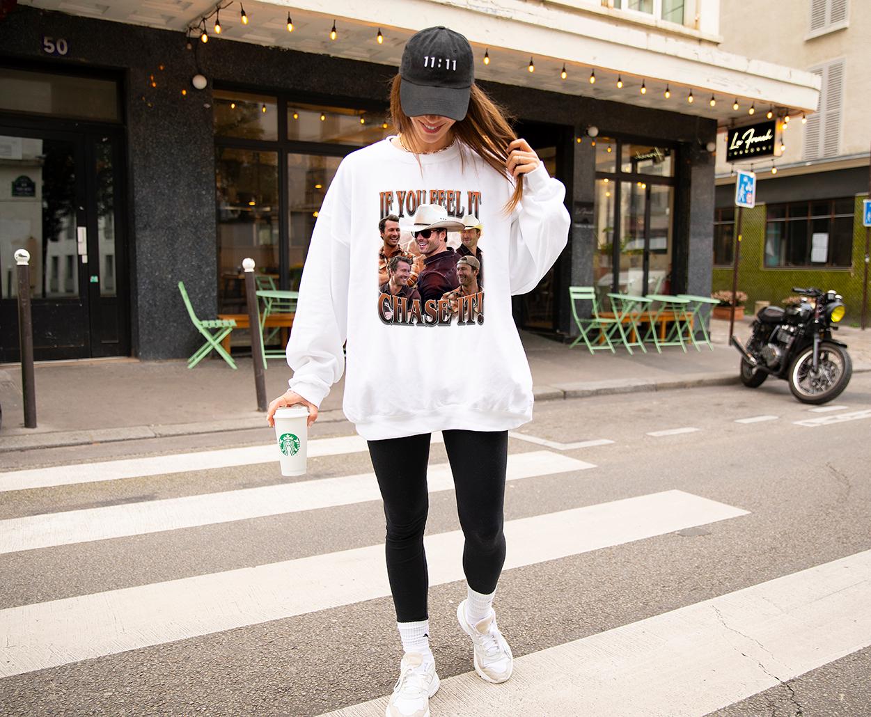 John Candy Tee, If you feel it chase it Glen Powell Shirt, Tyler Owens Twisters Shirt, Vintage Glen Powell Homage Shirt, Twisters Movie Tee HW2113