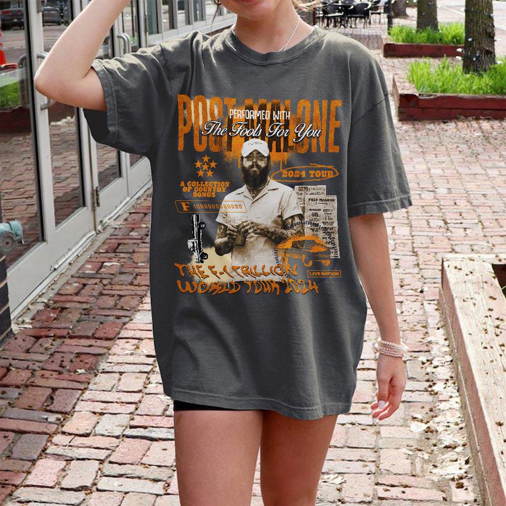 Post Malone Shirt, Post Malone Tour Music Shirt, A Collection Of Country Song List Post Malone Concert 2024 For Fan Unisex Shirt V1 0708M MS2208 25