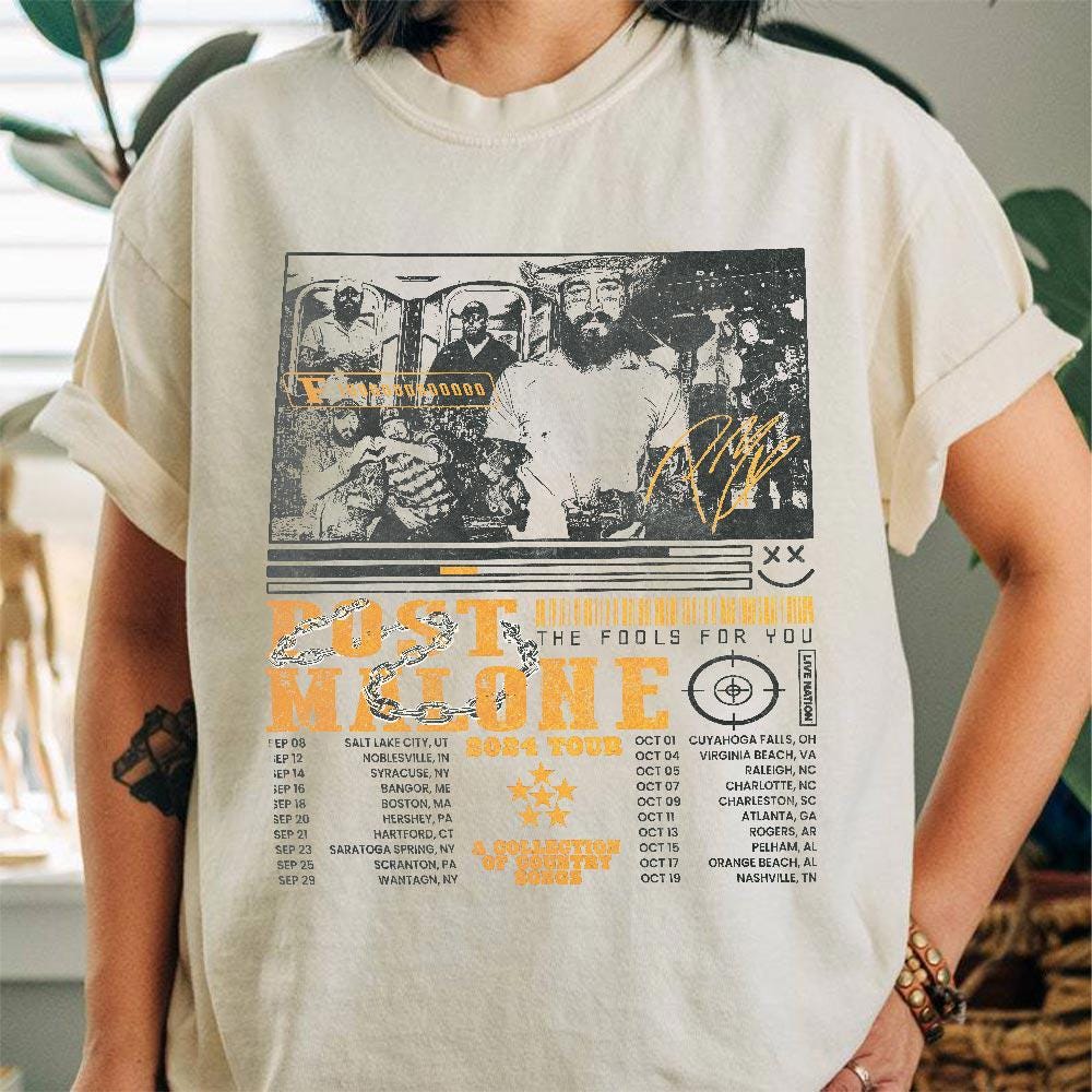 Post Malone Shirt, Post Malone Tour Music Shirt, A Collection Of Country Song List Post Malone Concert 2024 For Fan Unisex Shirt V3 0708M MS2208 13