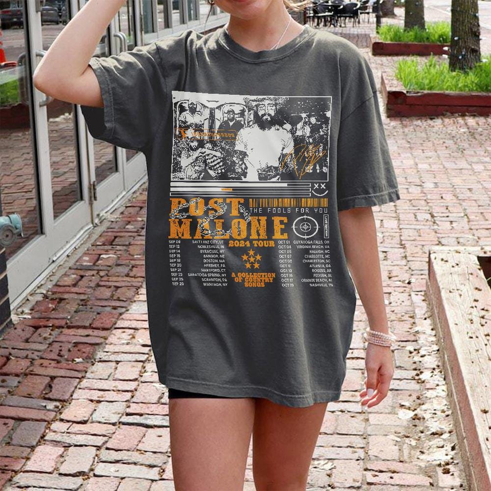 Post Malone Shirt, Post Malone Tour Music Shirt, A Collection Of Country Song List Post Malone Concert 2024 For Fan Unisex Shirt V3 0708M
