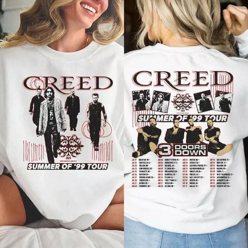 Creed 2024 Tour Summer of ’99 Tour T Shirt, Creeds 3 Doors Down Tour Concert T-shirt, Creed Band 2024 Tour Shirt TD0509 16