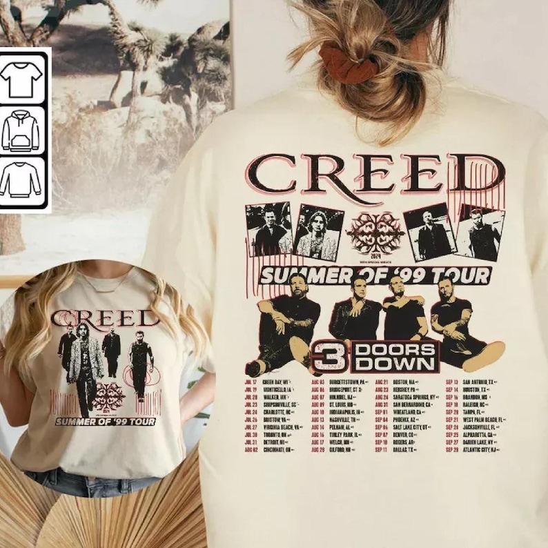 Creed 2024 Tour Summer of ’99 Tour T Shirt, Creeds 3 Doors Down Tour Concert T-shirt, Creed Band 2024 Tour Shirt TD0509 16