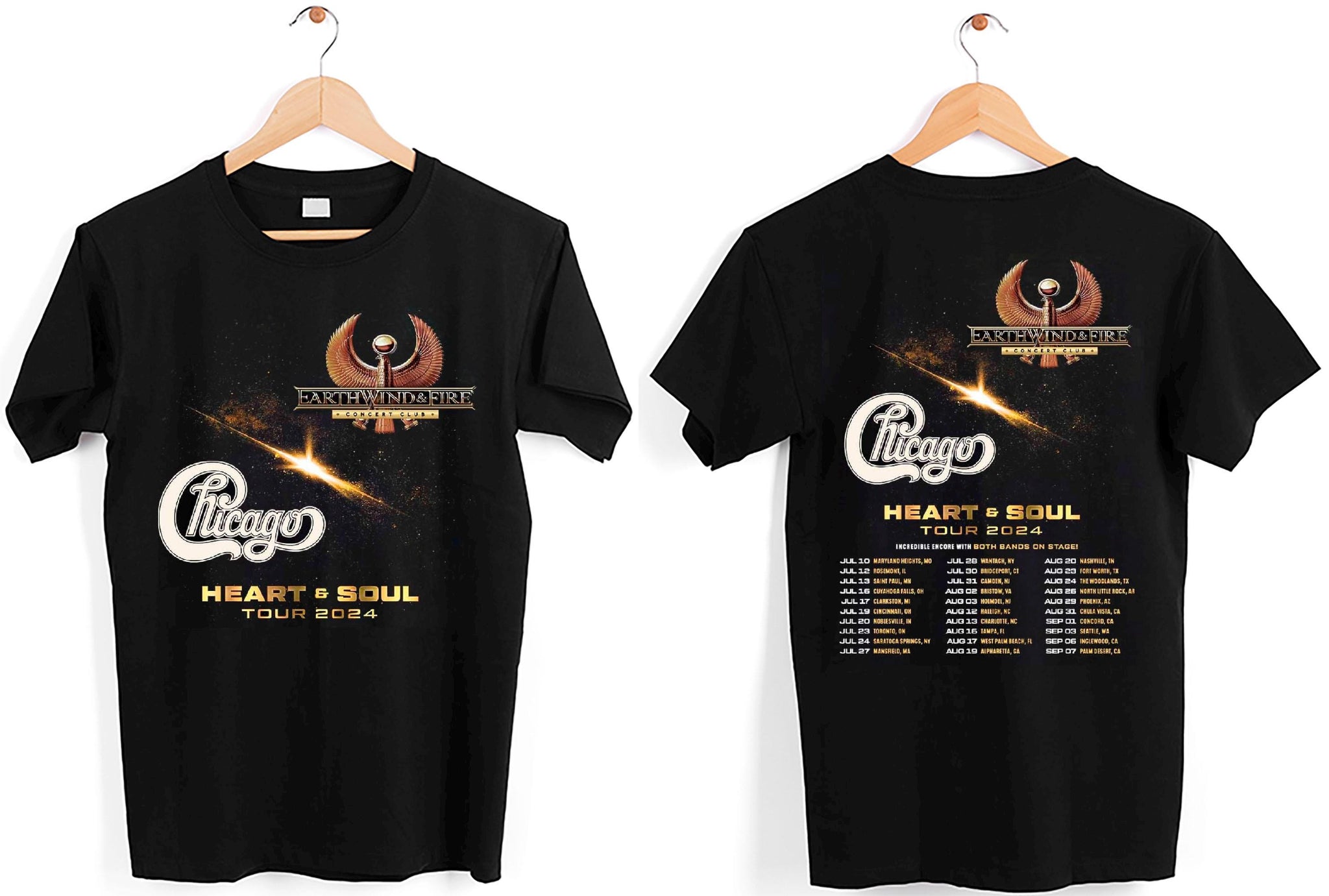 Chicago Earth Wind Fire Heart And Soul Tour 2024 T Shirt, Chicago Earth Wind Fire Heart And Soul  T Shirt  Dates Concert Merch 2024