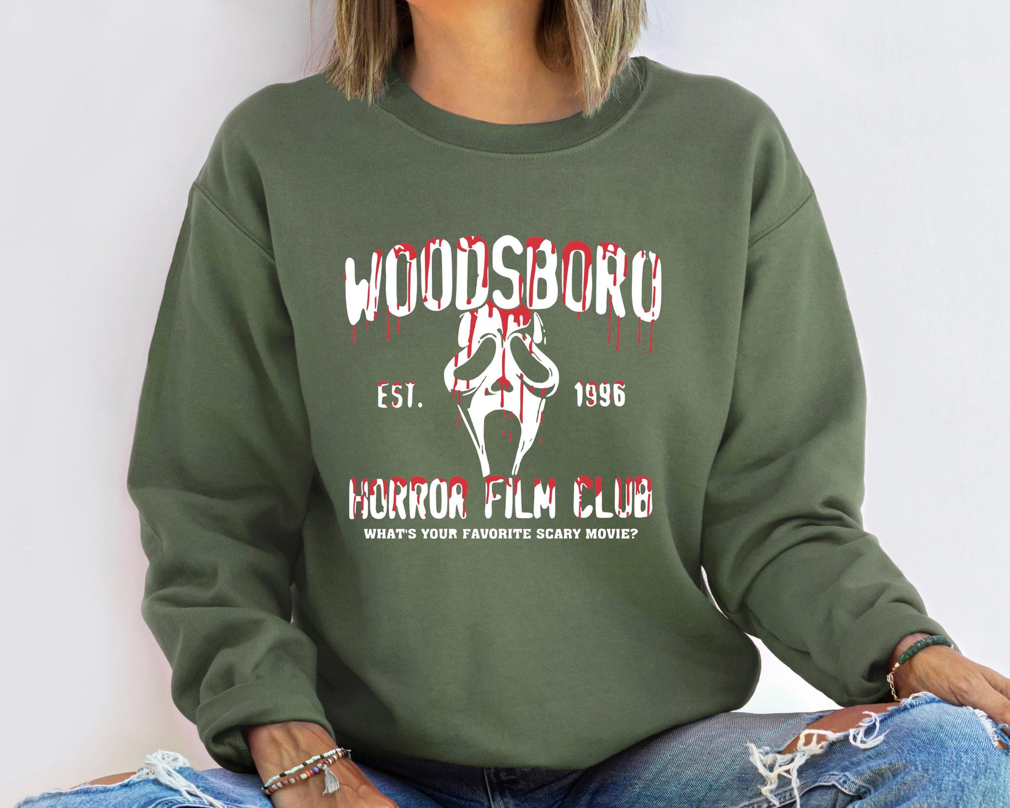 Woodsboro Horror Club Sweatshirt and Hoodie, Horror Film Club Sweatshirt, Spooky Season Gifts, Scream Ghost Sweater, Scary  Fall Sweatshirt HWN2008 05