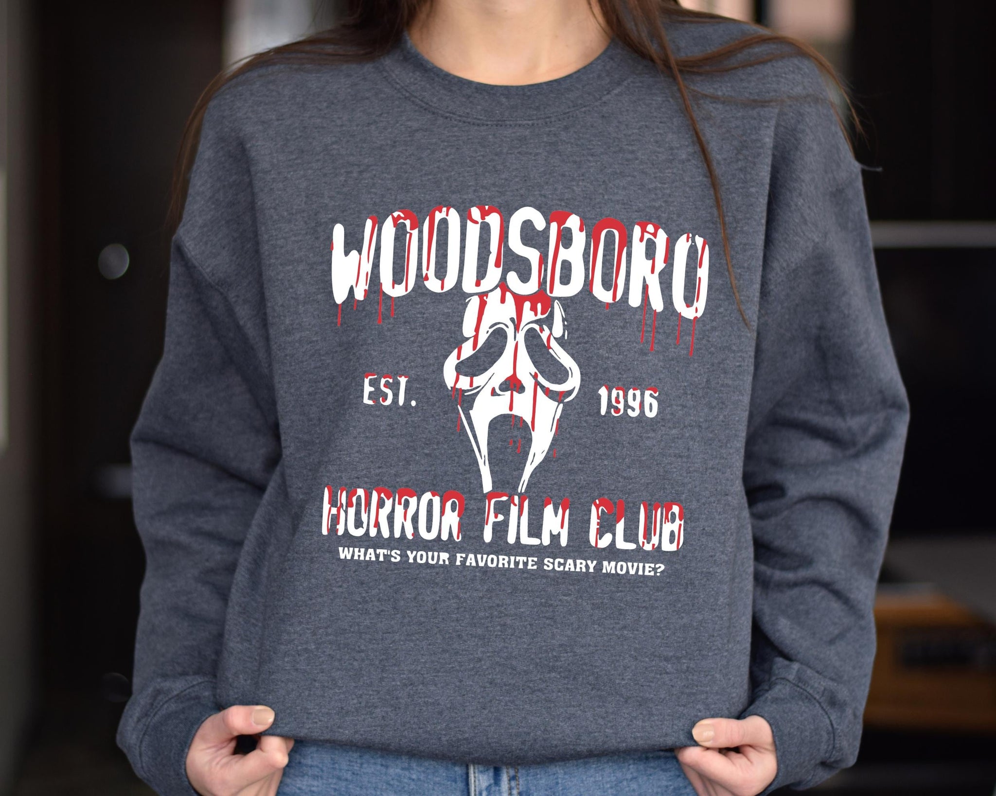 Woodsboro Horror Club Sweatshirt and Hoodie, Horror Film Club Sweatshirt, Spooky Season Gifts, Scream Ghost Sweater, Scary  Fall Sweatshirt HWN2008 05